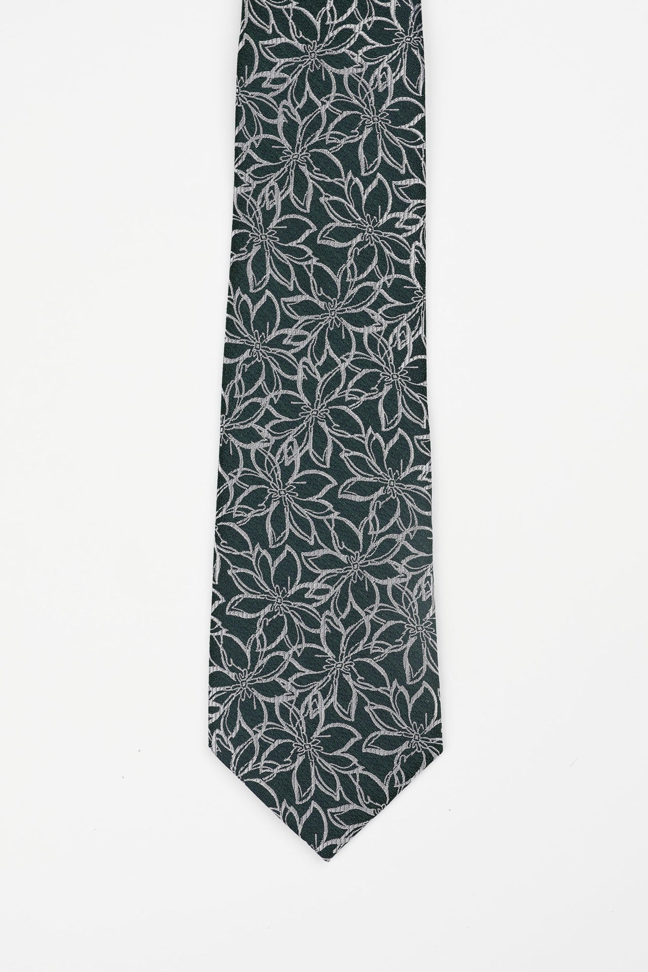 Green Line Floral Tie