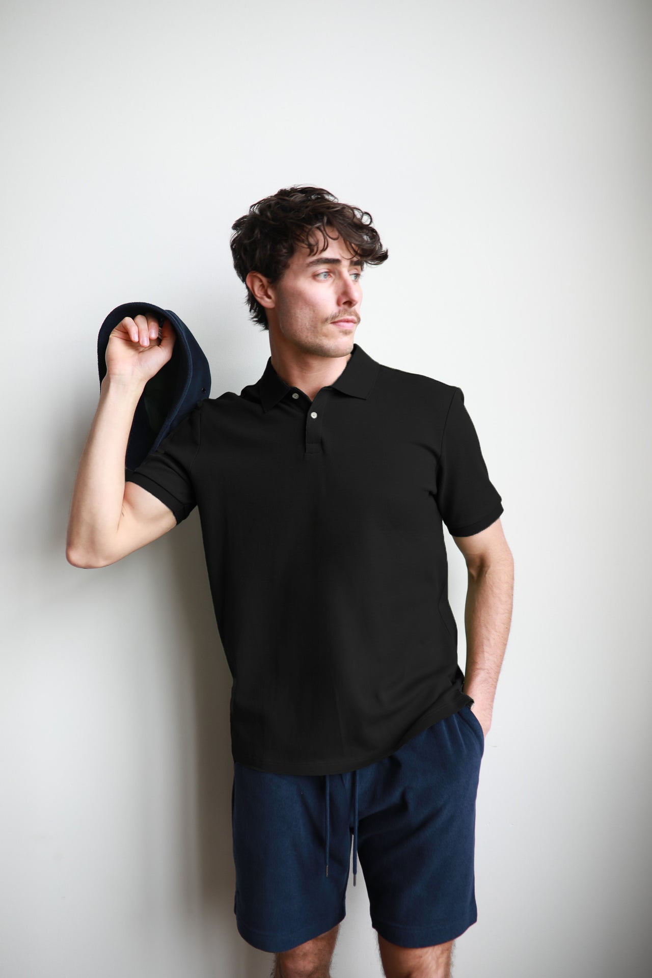Black Pique Polo