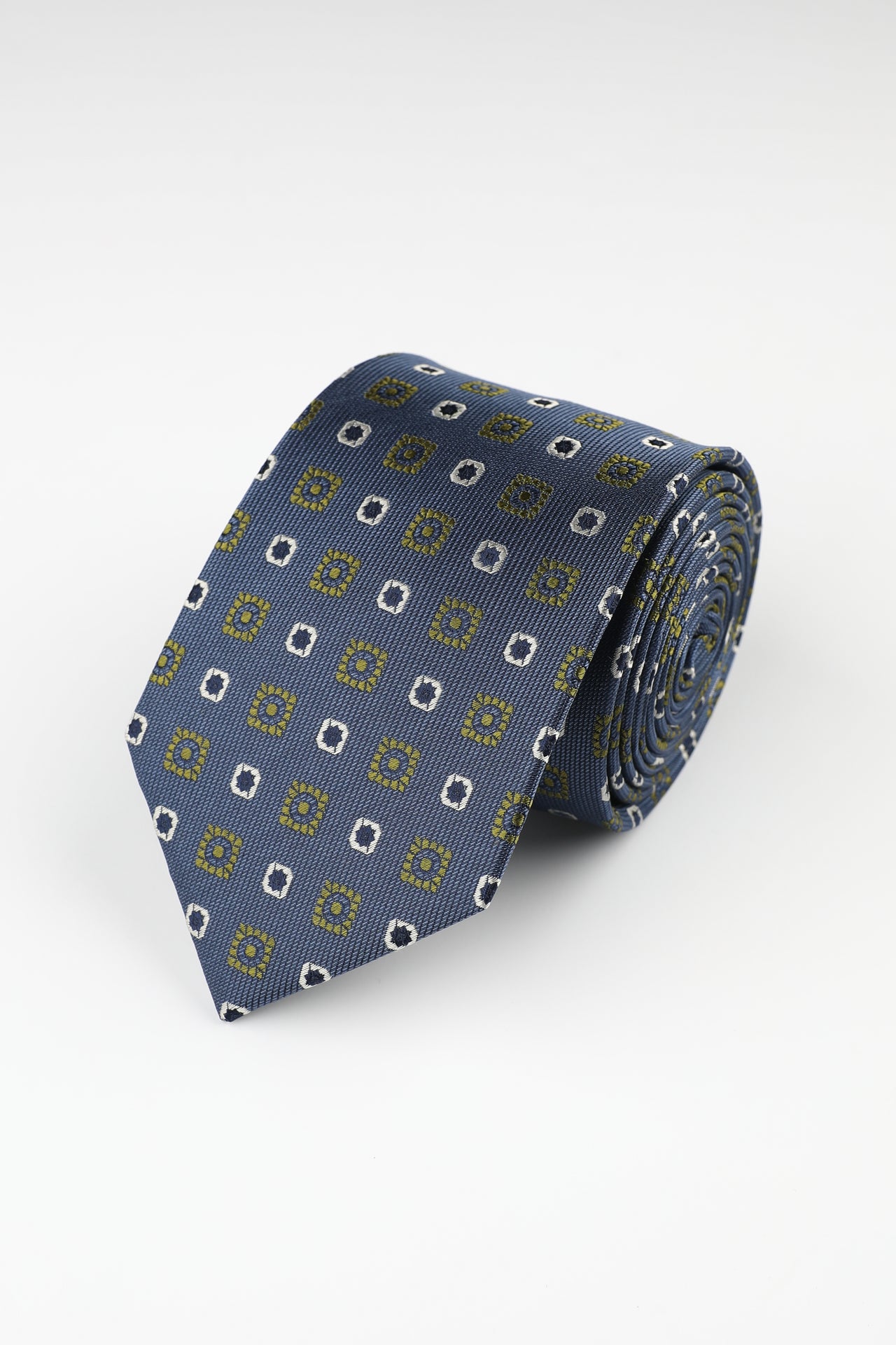 Blue Green Silk Medallion Tie