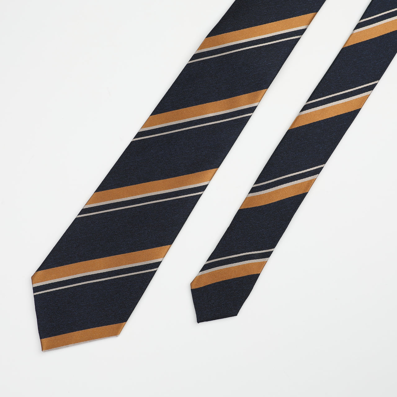 Navy Gold Silk Stripe Tie