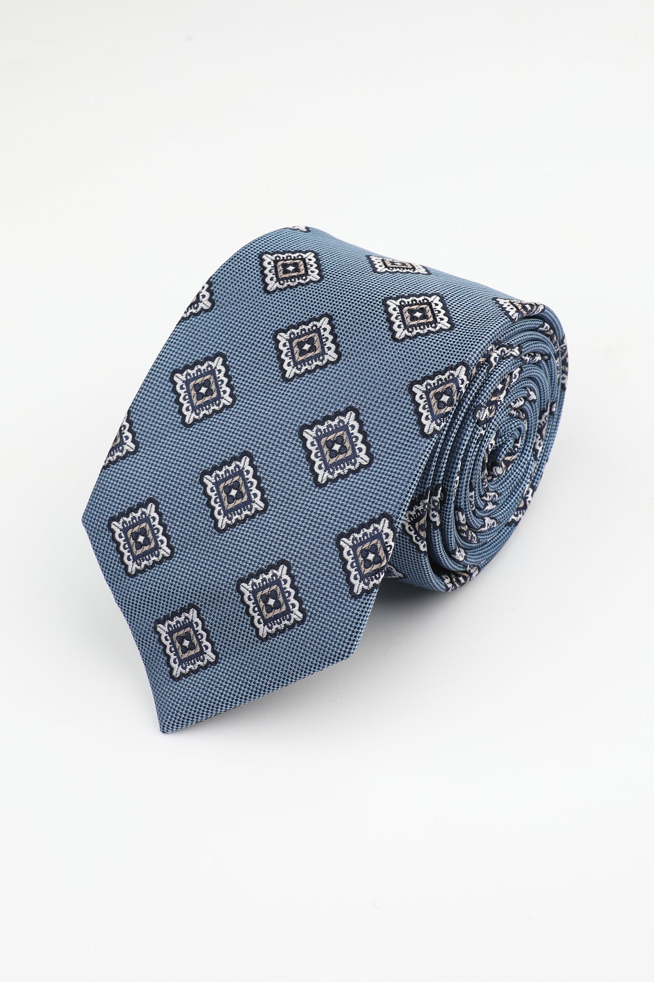 Dusty Blue Silk Medallion Tie