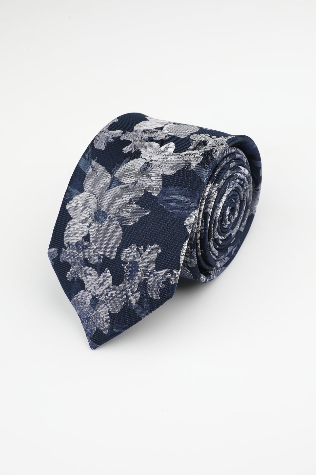 Navy Silk Floral Star Tie