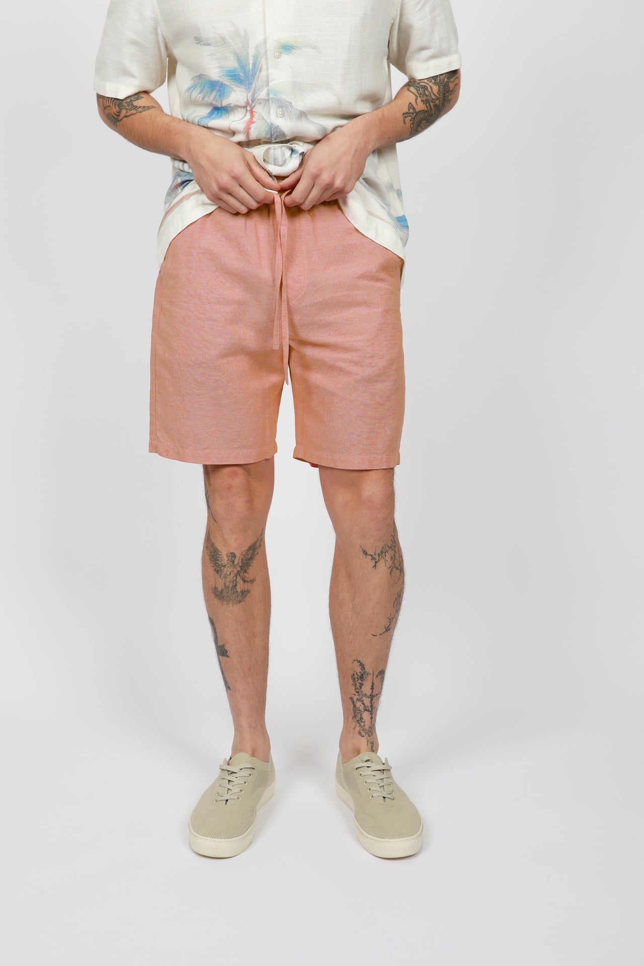 Coral Linen Relaxed Waist Short