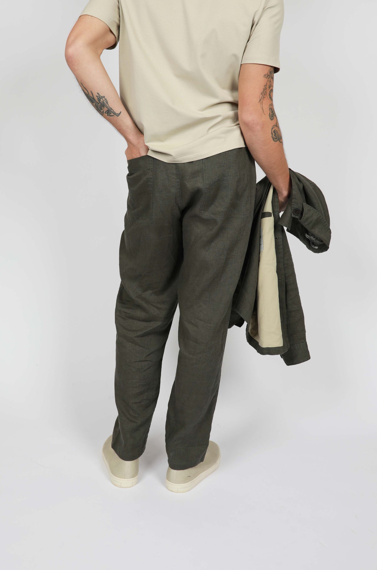 Olive Linen Relaxed Pant