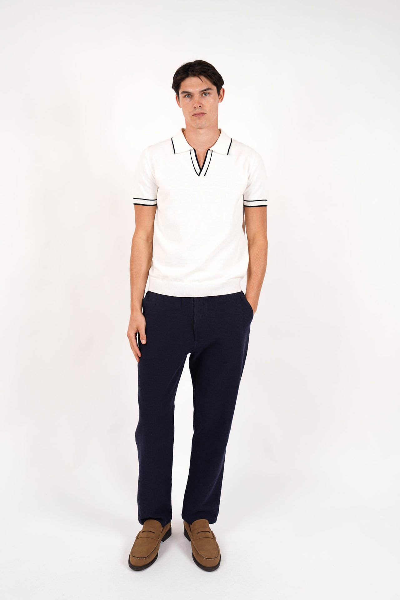 Cotton Elasticated Waist Relaxed Fit Pant Navy