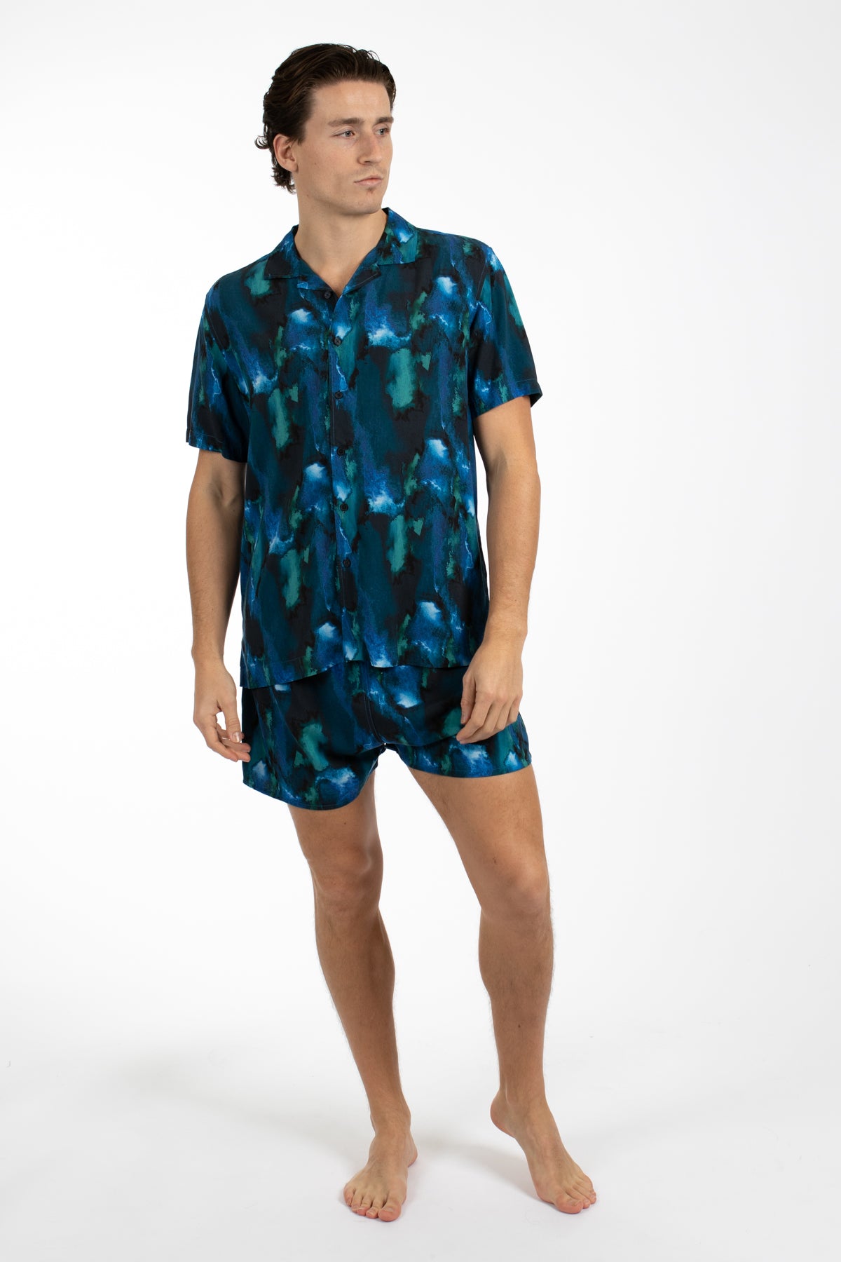 Navy Abstract Erosion Boxer Short