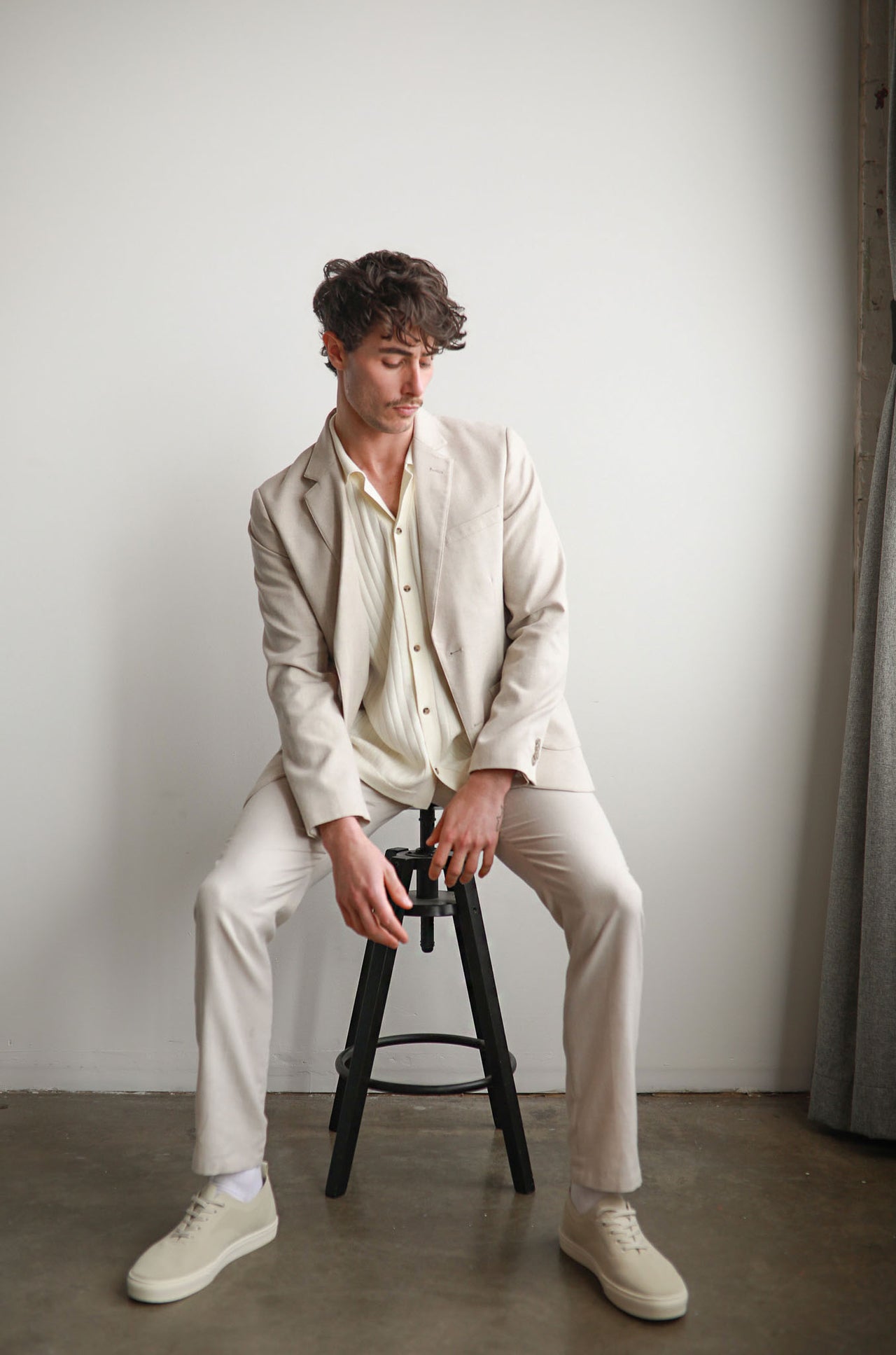 Natural Cotton Linen Notch Lapel Blazer