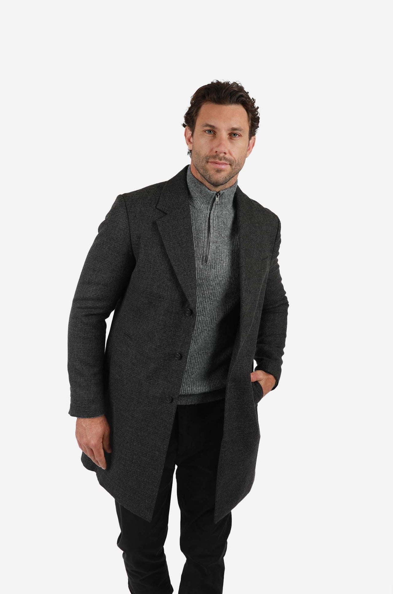 Charcoal Check Padded Coat