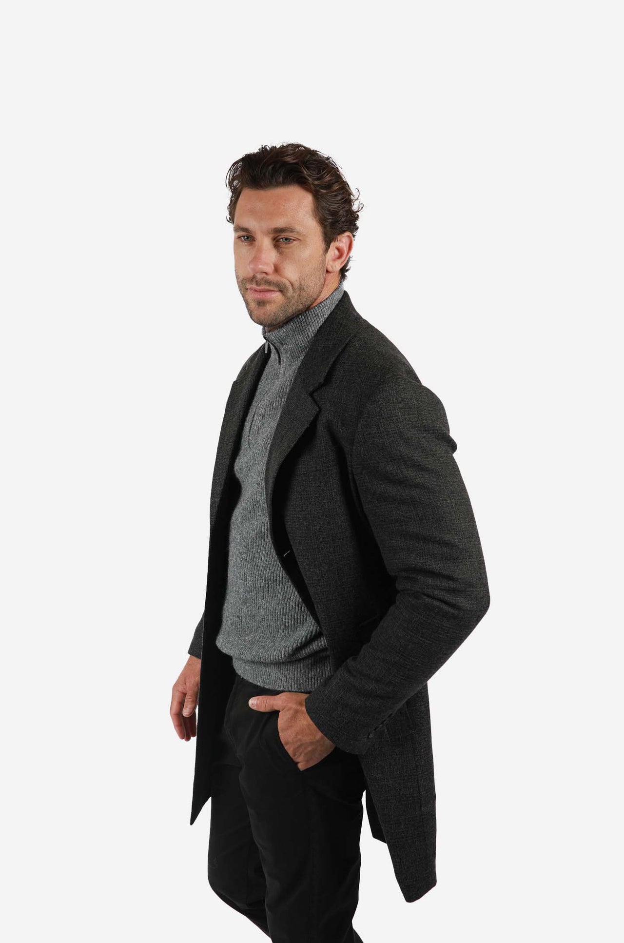 Charcoal Check Padded Coat