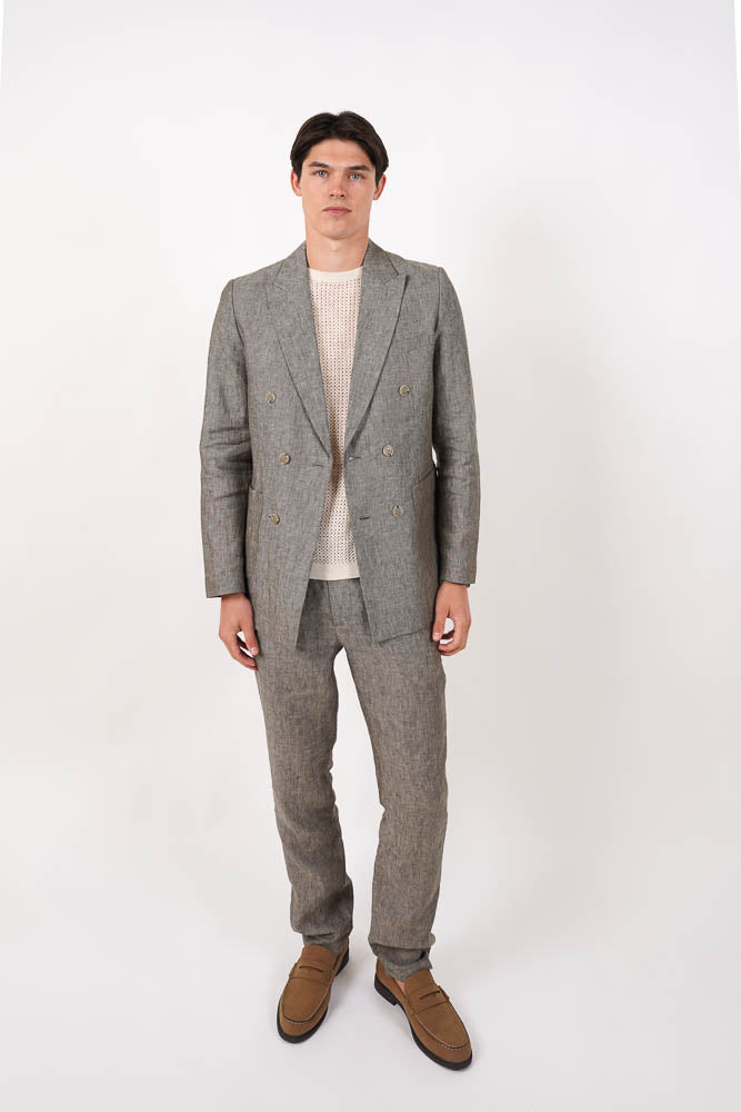 Pure Linen Relaxed Fit Pleated Pant Olive
