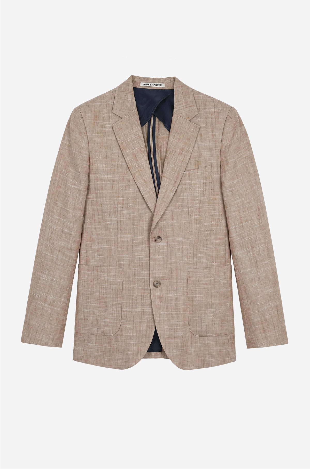 Linen Blend Single Breasted Semi Lined Blazer Cinnamon