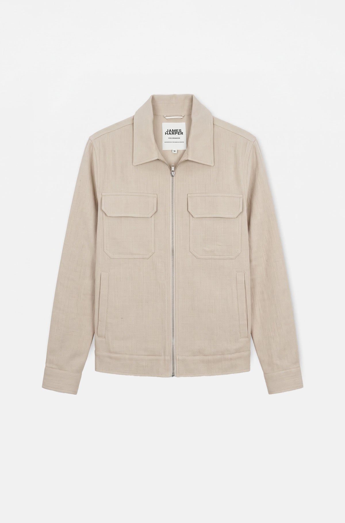 Cotton Zip Front Bomber Jacket Pebble