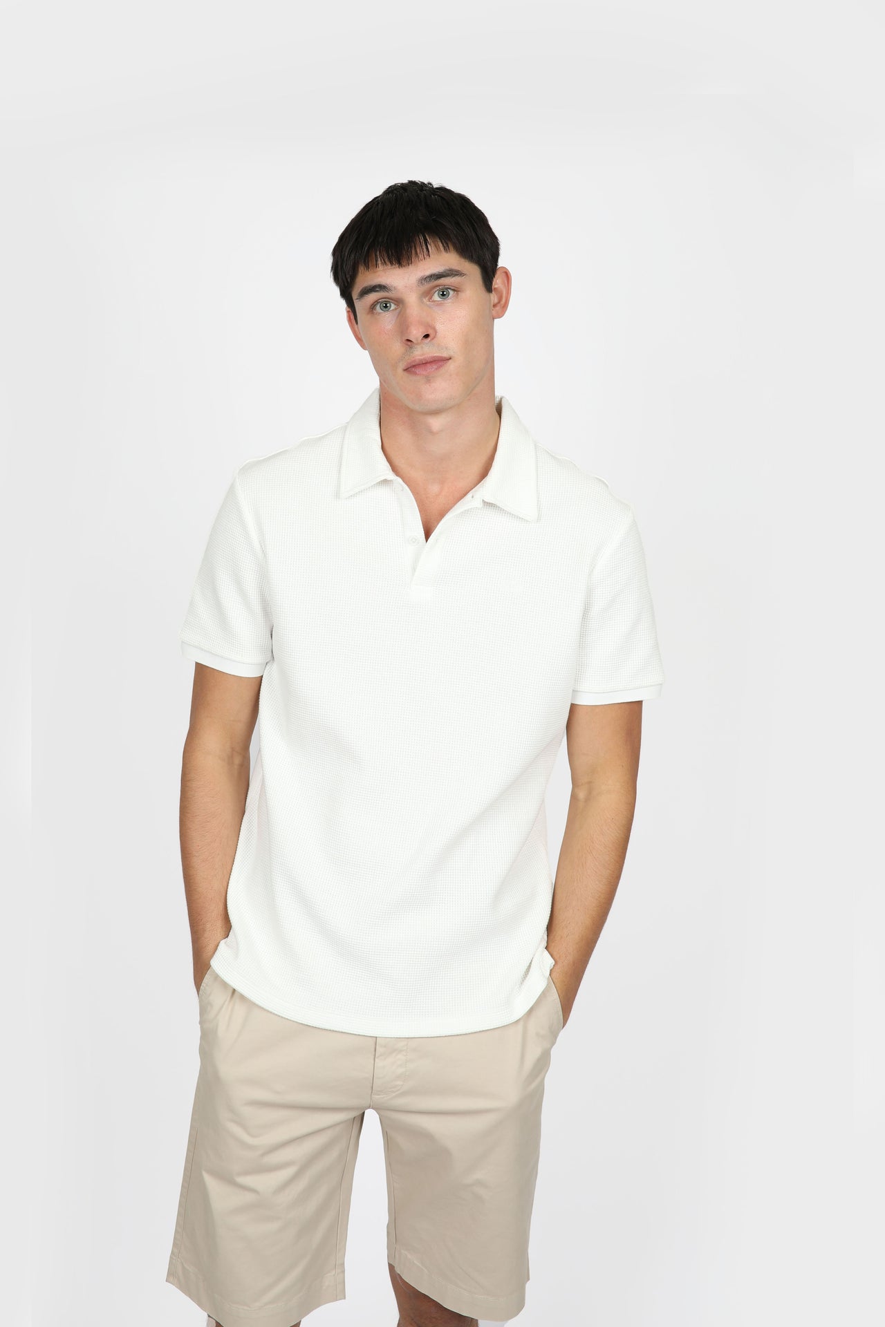 White Textured Polo