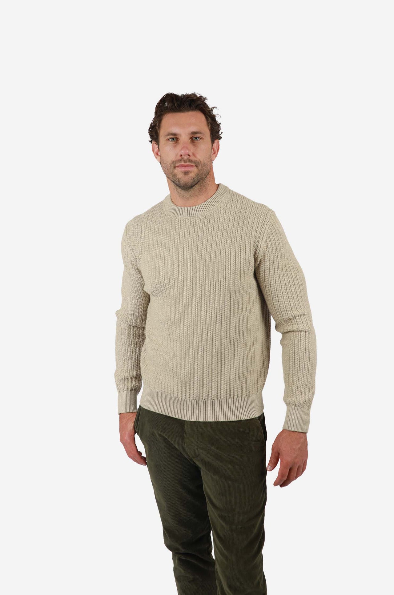 Natural Chunky RibKnit Crew Knitwear