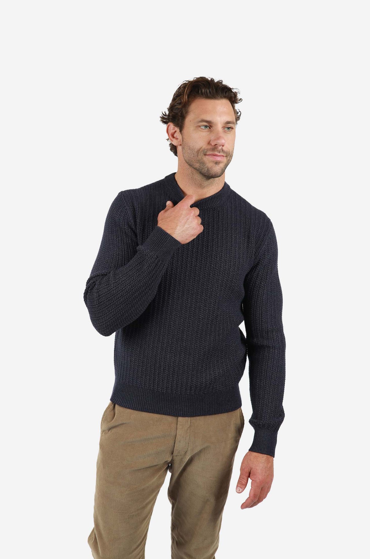 Navy Chunky RibKnit Crew Knitwear