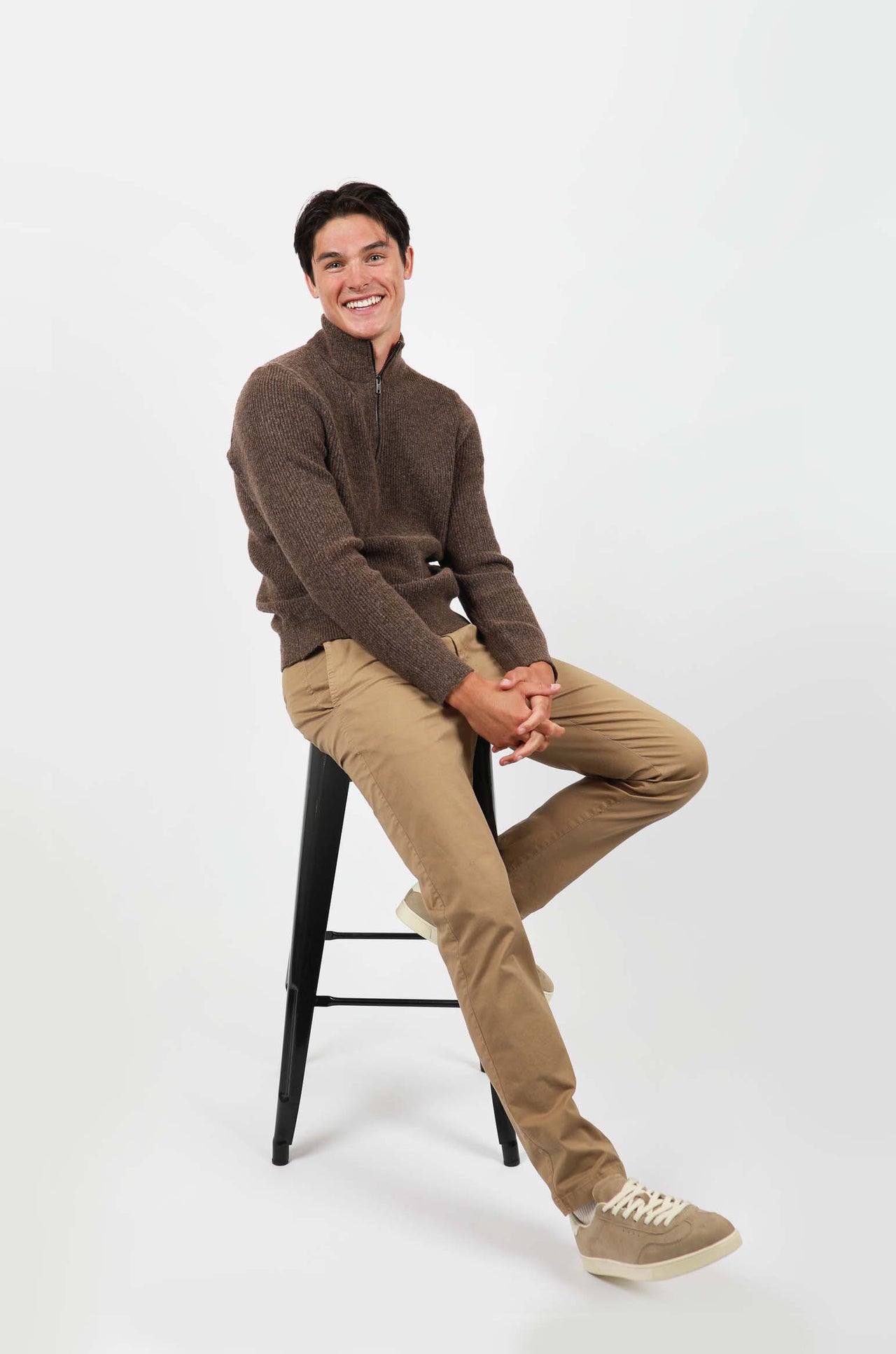 Tobacco Ribbed 1/4 Zip Knitwear