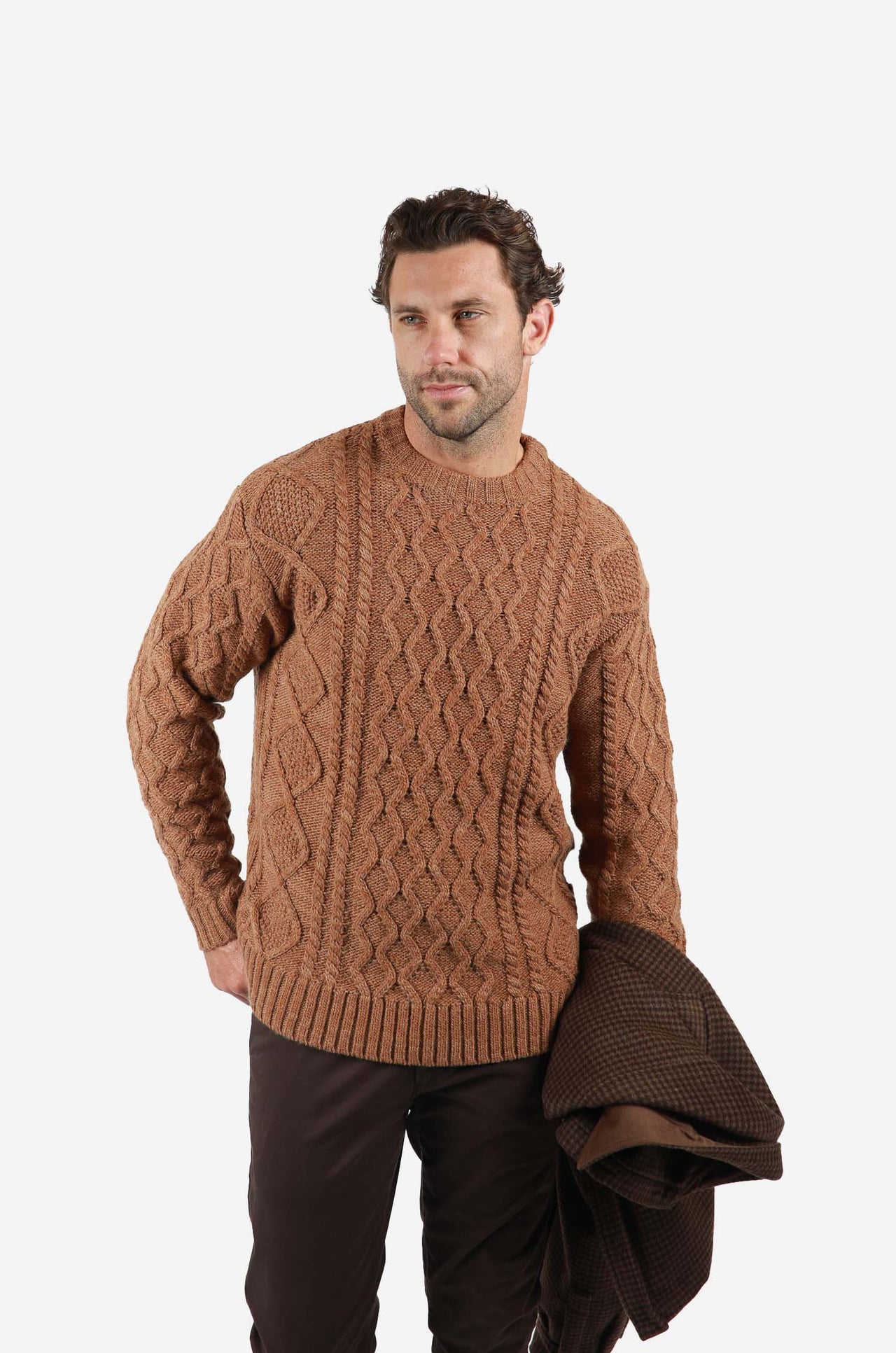 Latte Cable Crew Knitwear