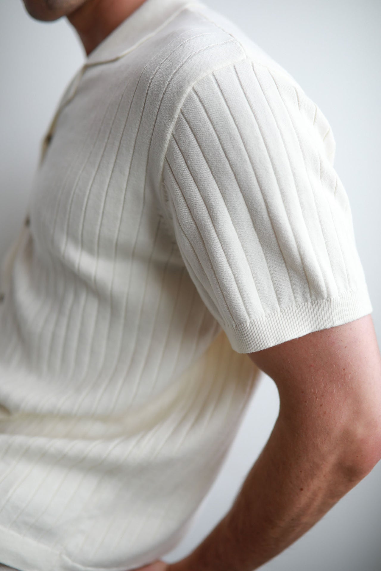 Natural Rib Button Through Shirt