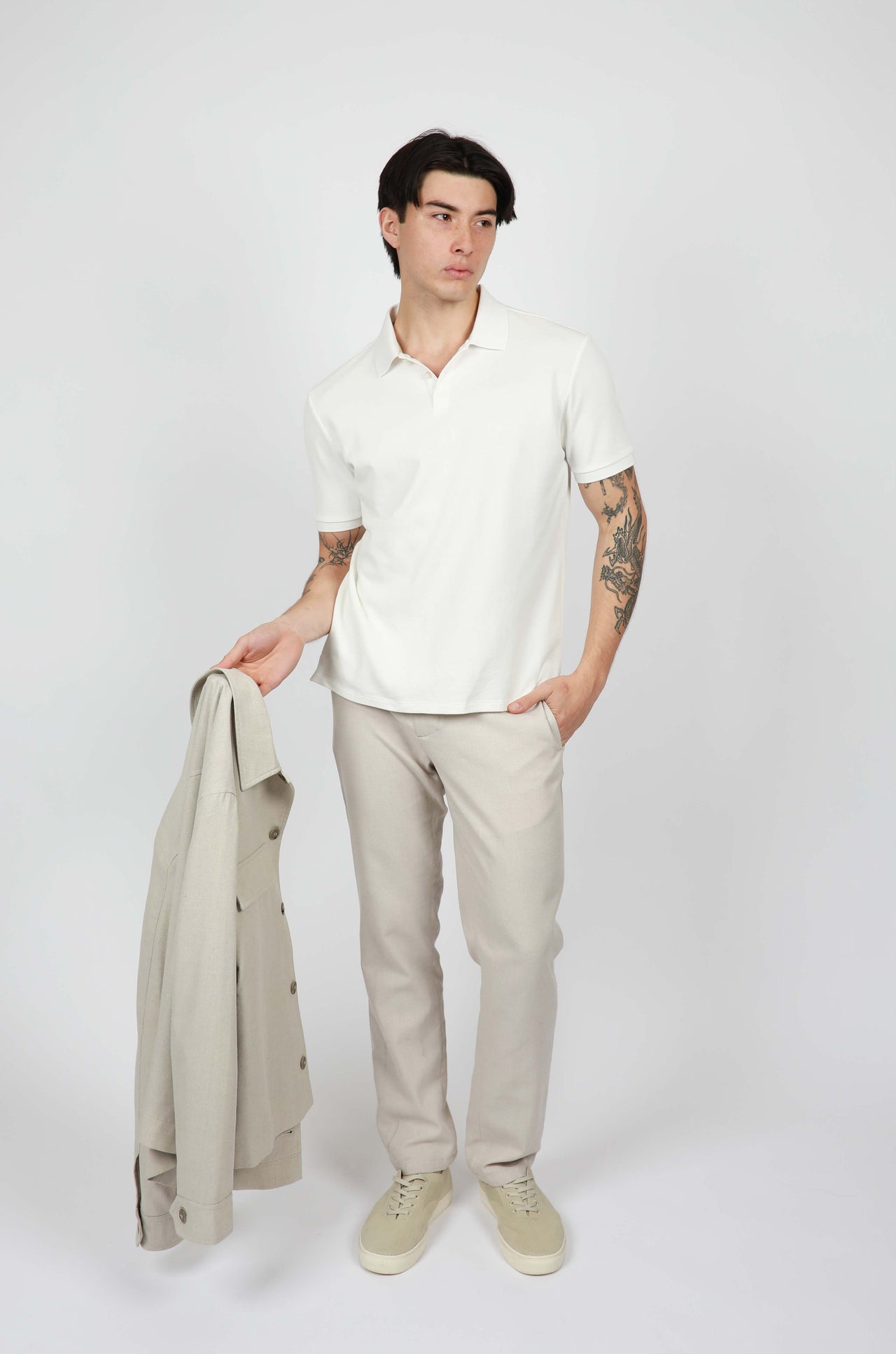 White Pique Polo