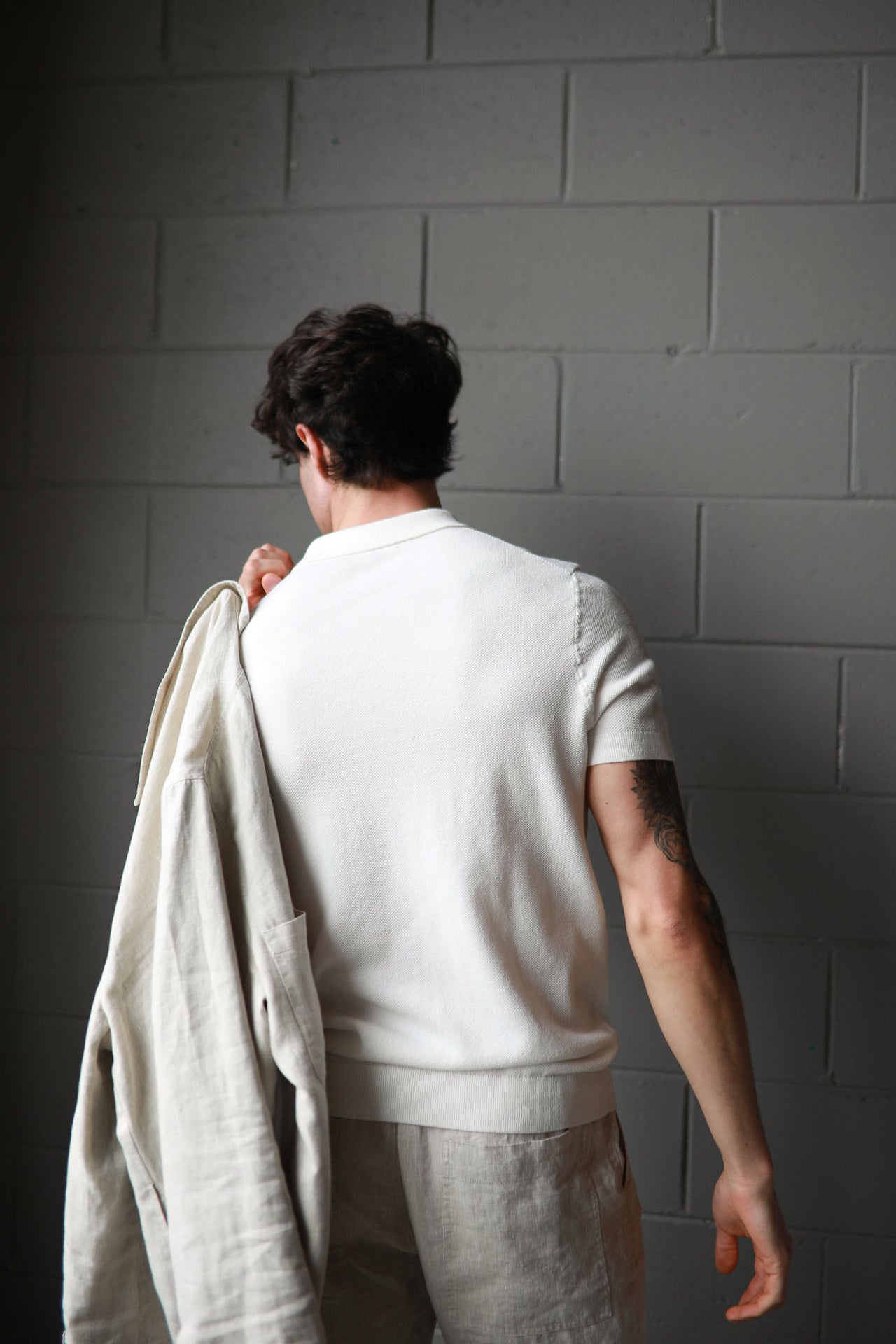 White 3 Button Polo Knit Shirt