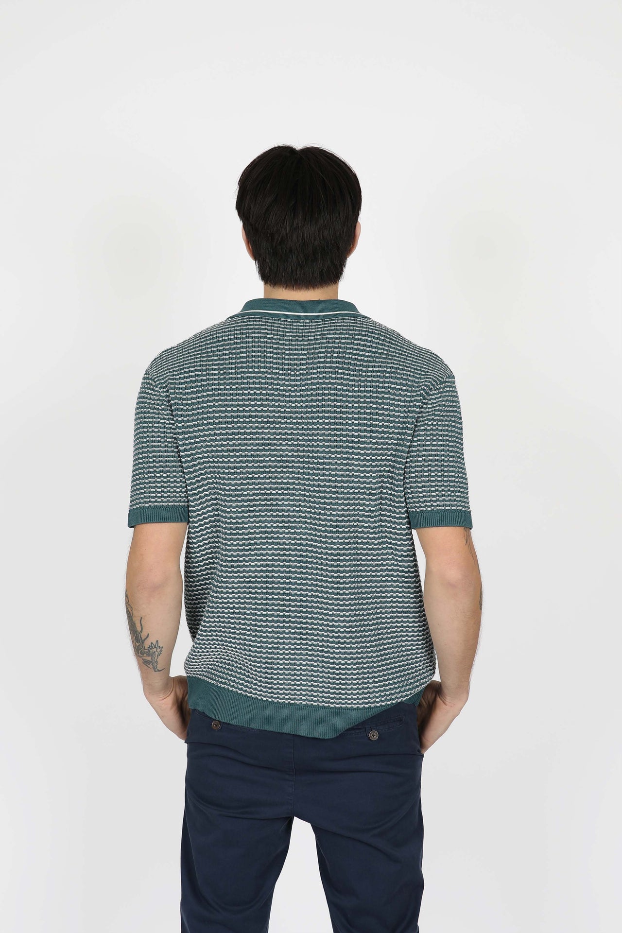 Forest Open Neck Polo Knit Shirt