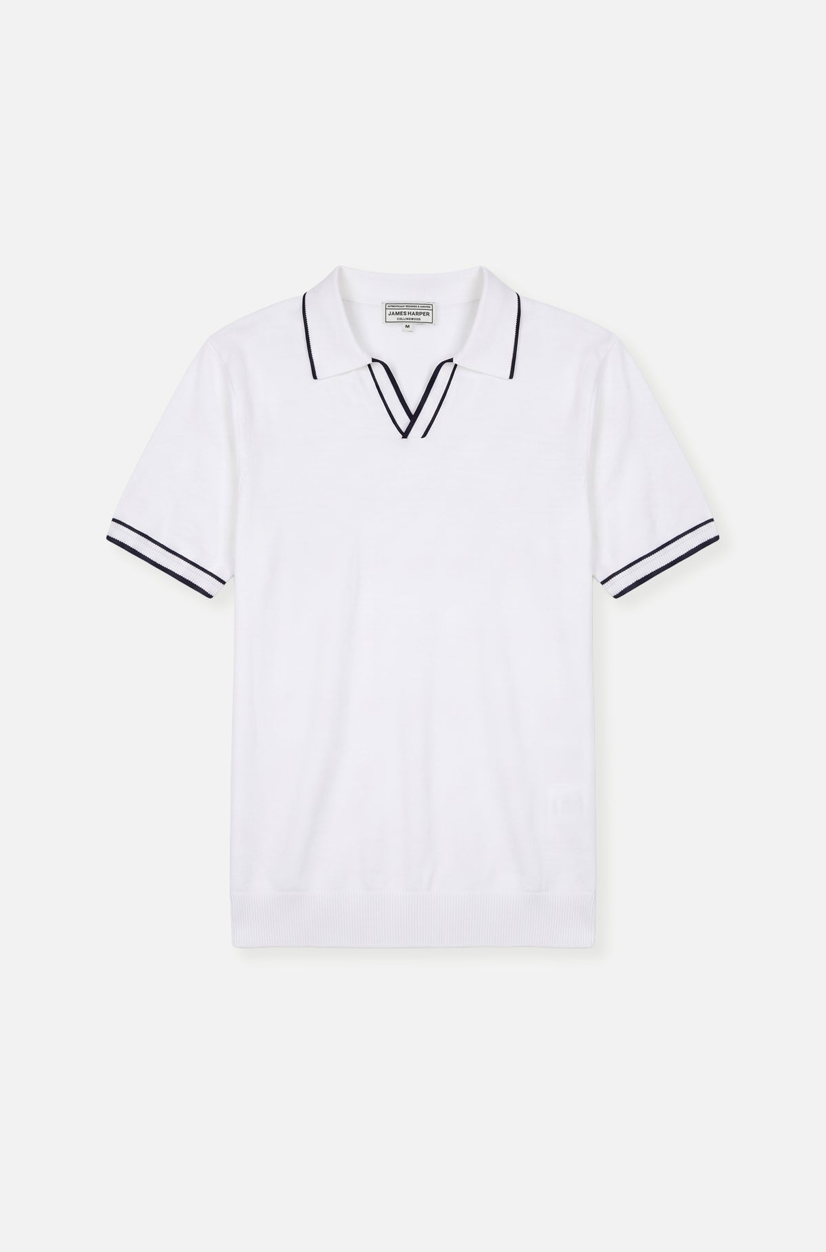 Short Sleeve Cotton Open Neck Polo Natural