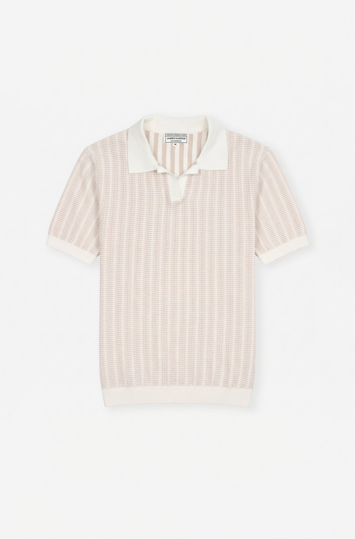 Short Sleeve Cotton Open Neck Polo Natural
