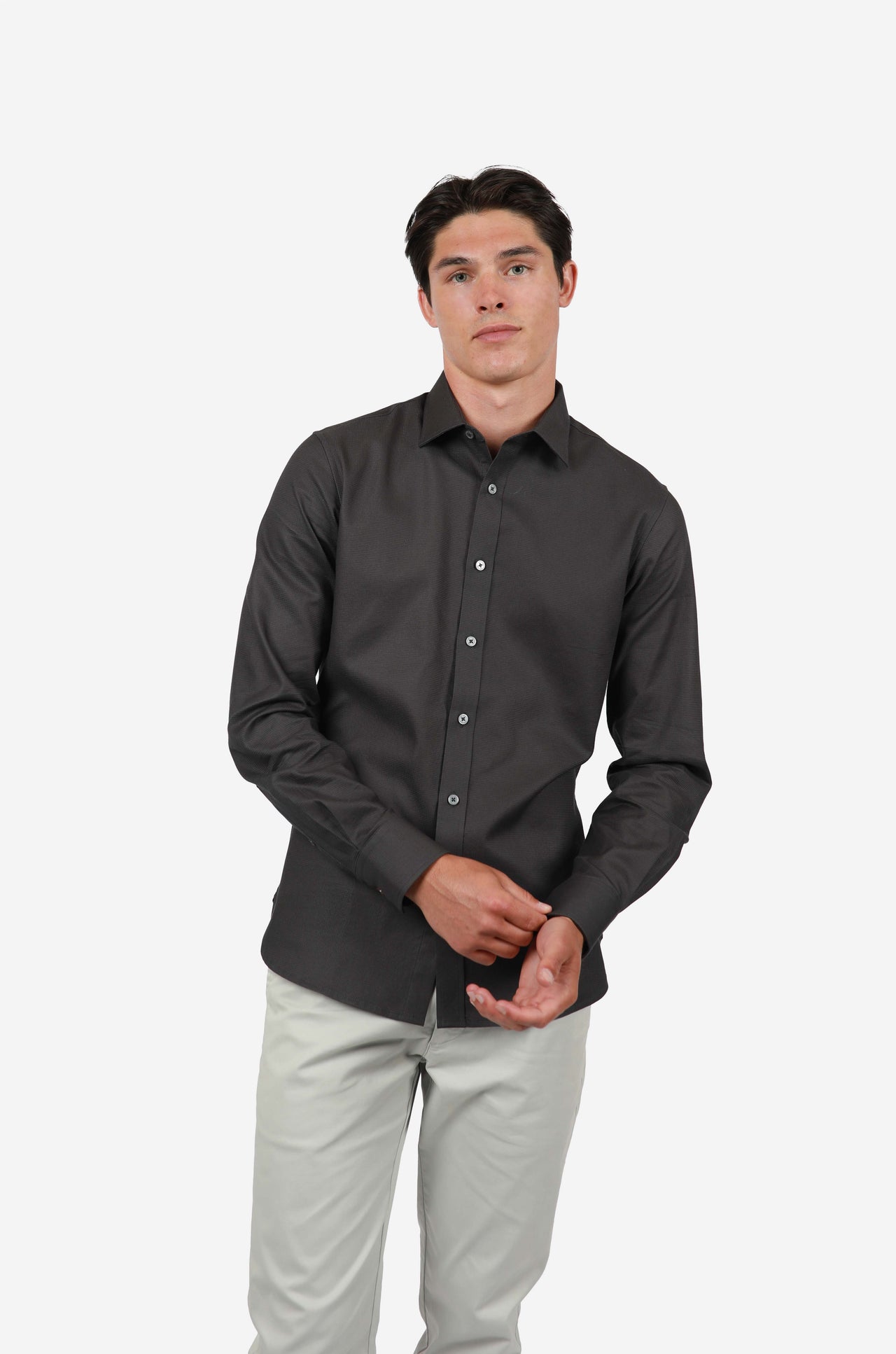 Charcoal Long Sleeve Waffle Shirt