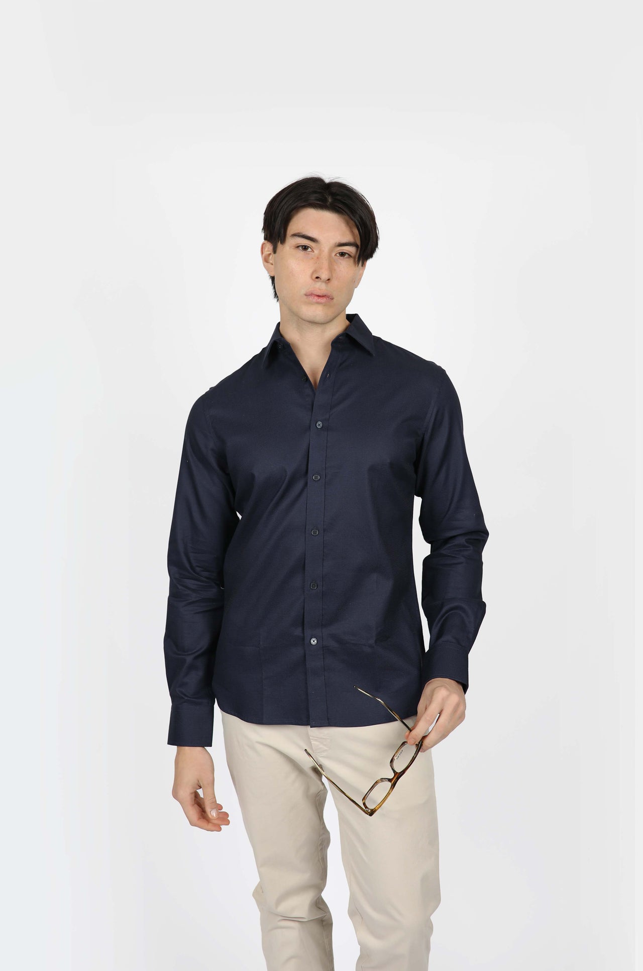 Navy Long Sleeve Waffle Shirt