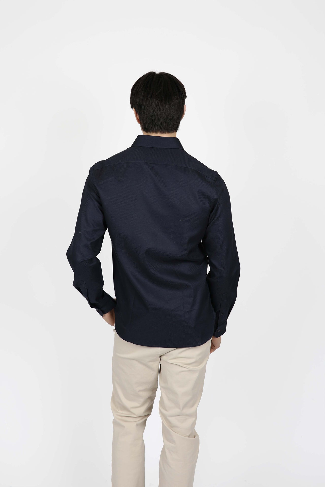 Navy Long Sleeve Waffle Shirt