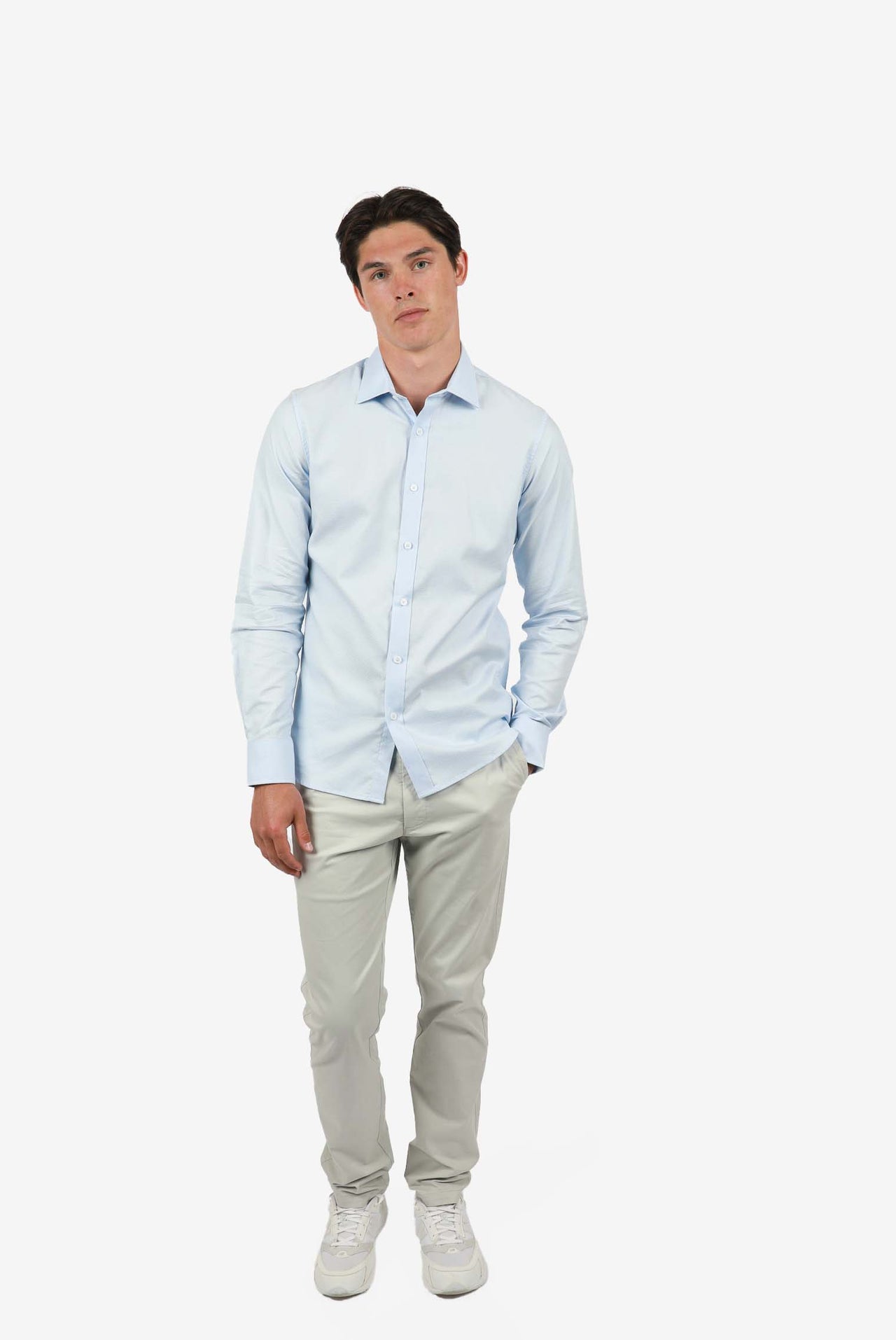 Soft Blue Long Sleeve Waffle Shirt