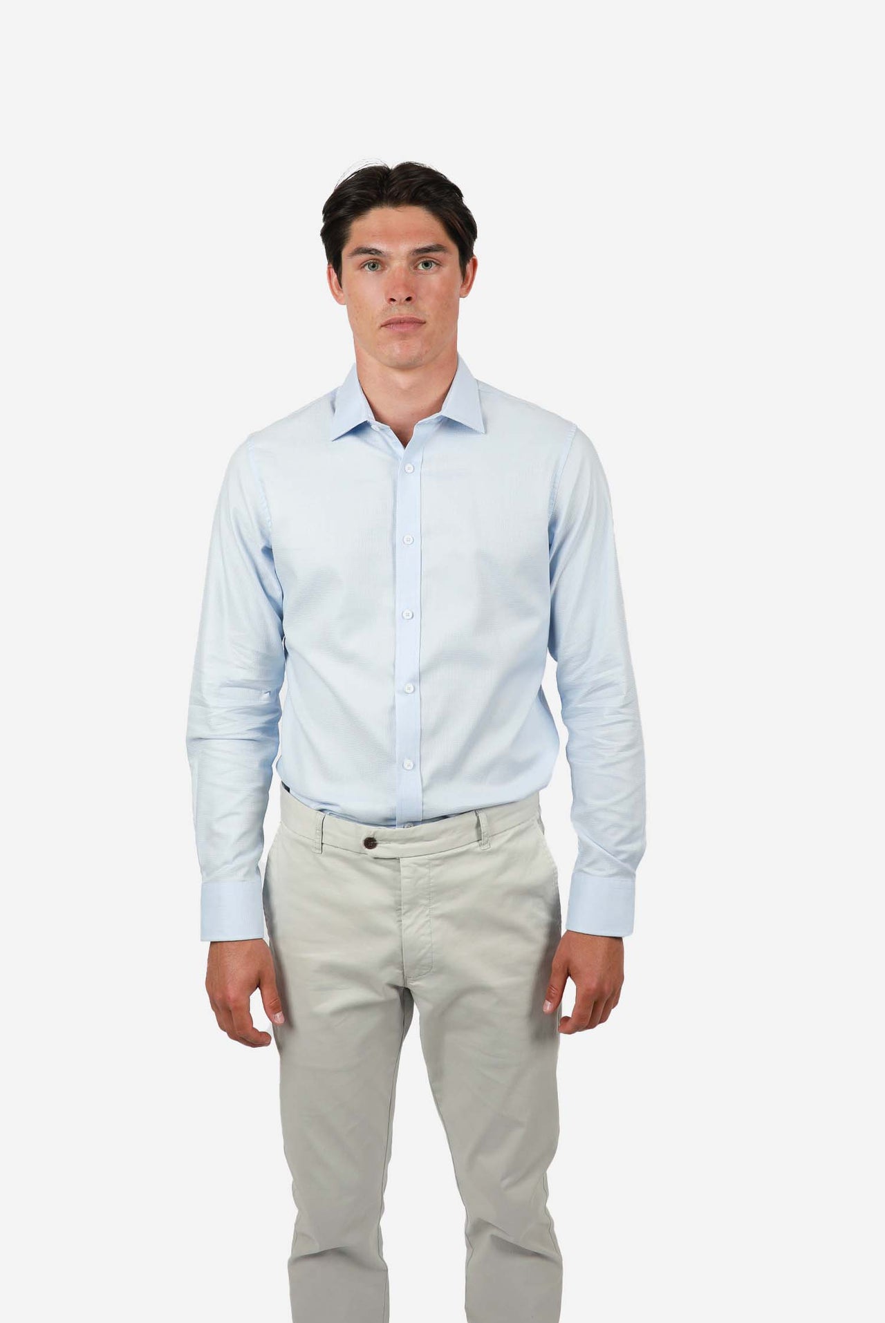 Soft Blue Long Sleeve Waffle Shirt