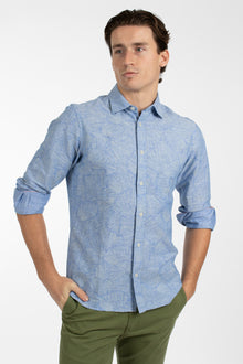  Blue Lines Cotton Linen Shirt