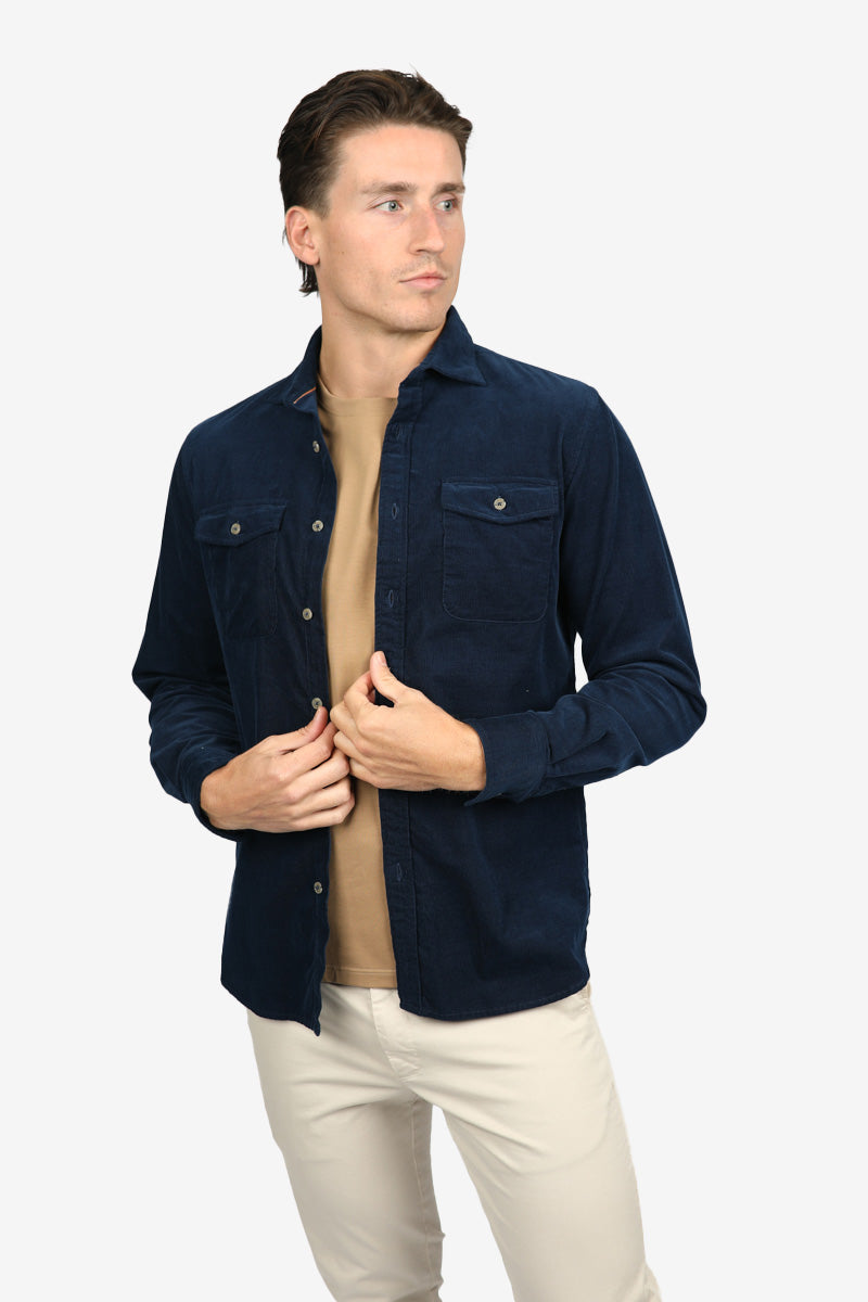 Indigo Cotton Corduroy Shirt