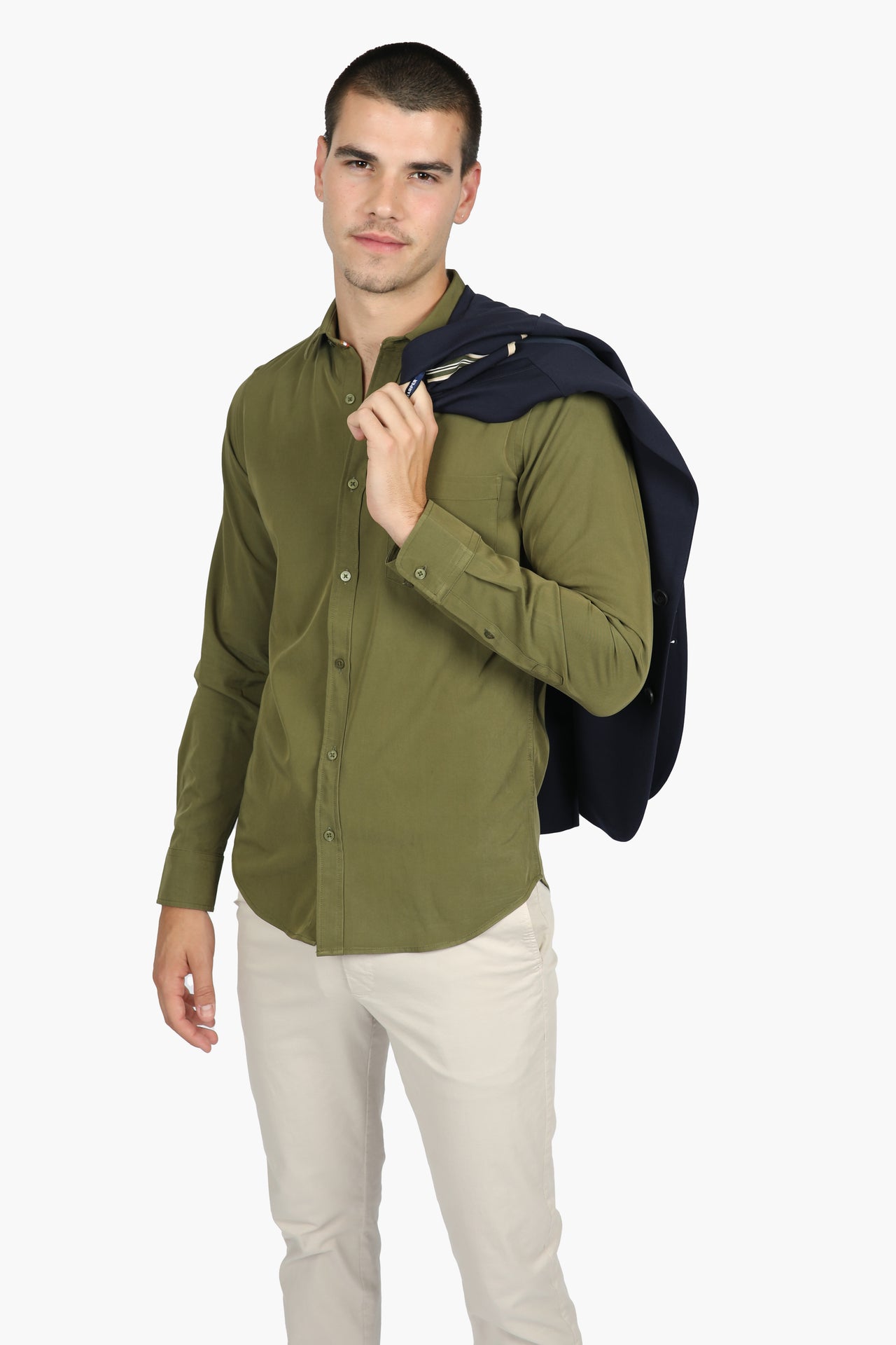 Olive Peached Tencel Shirt