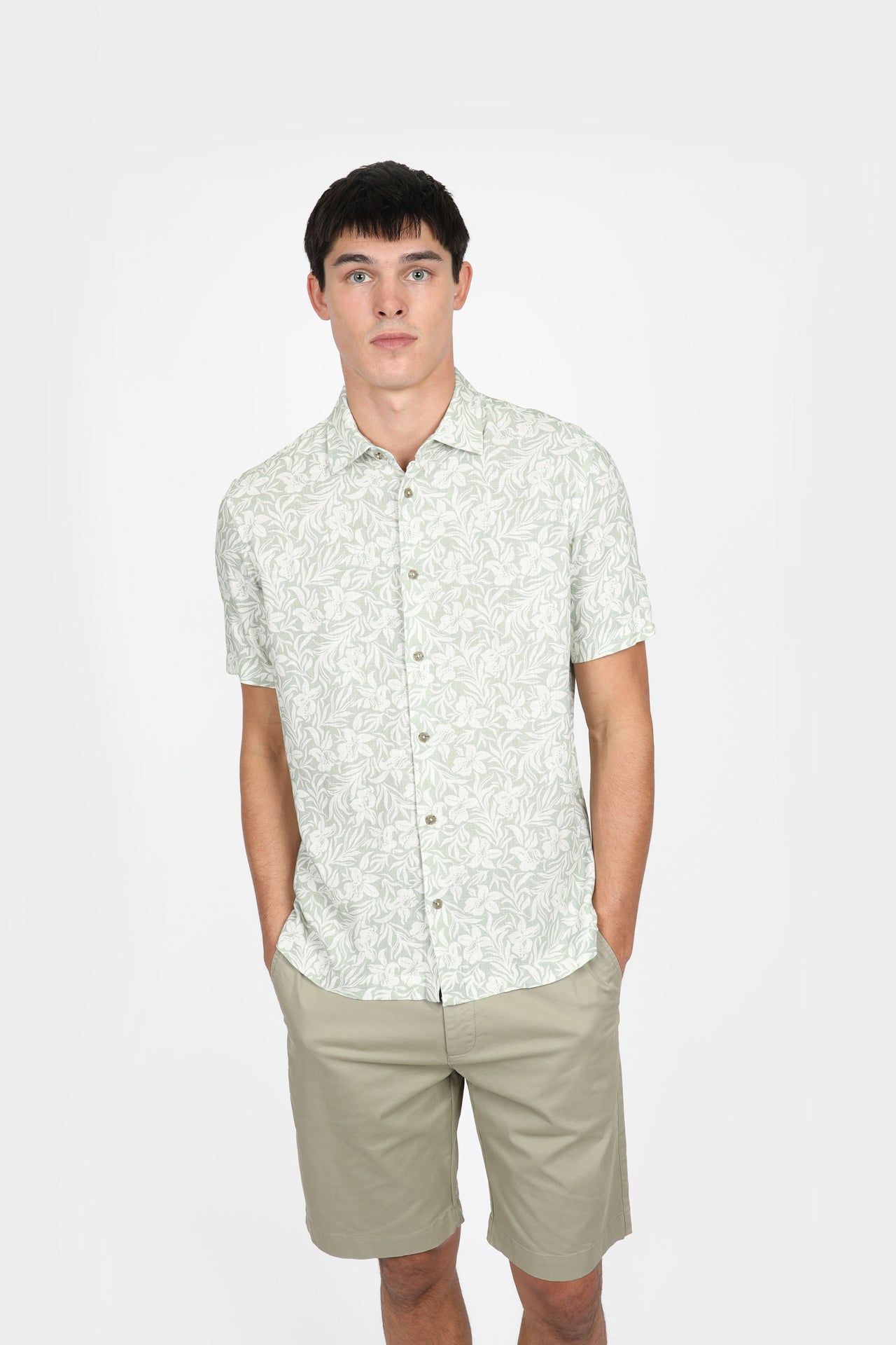 Hibiscus Sage Short Sleeve Shirt