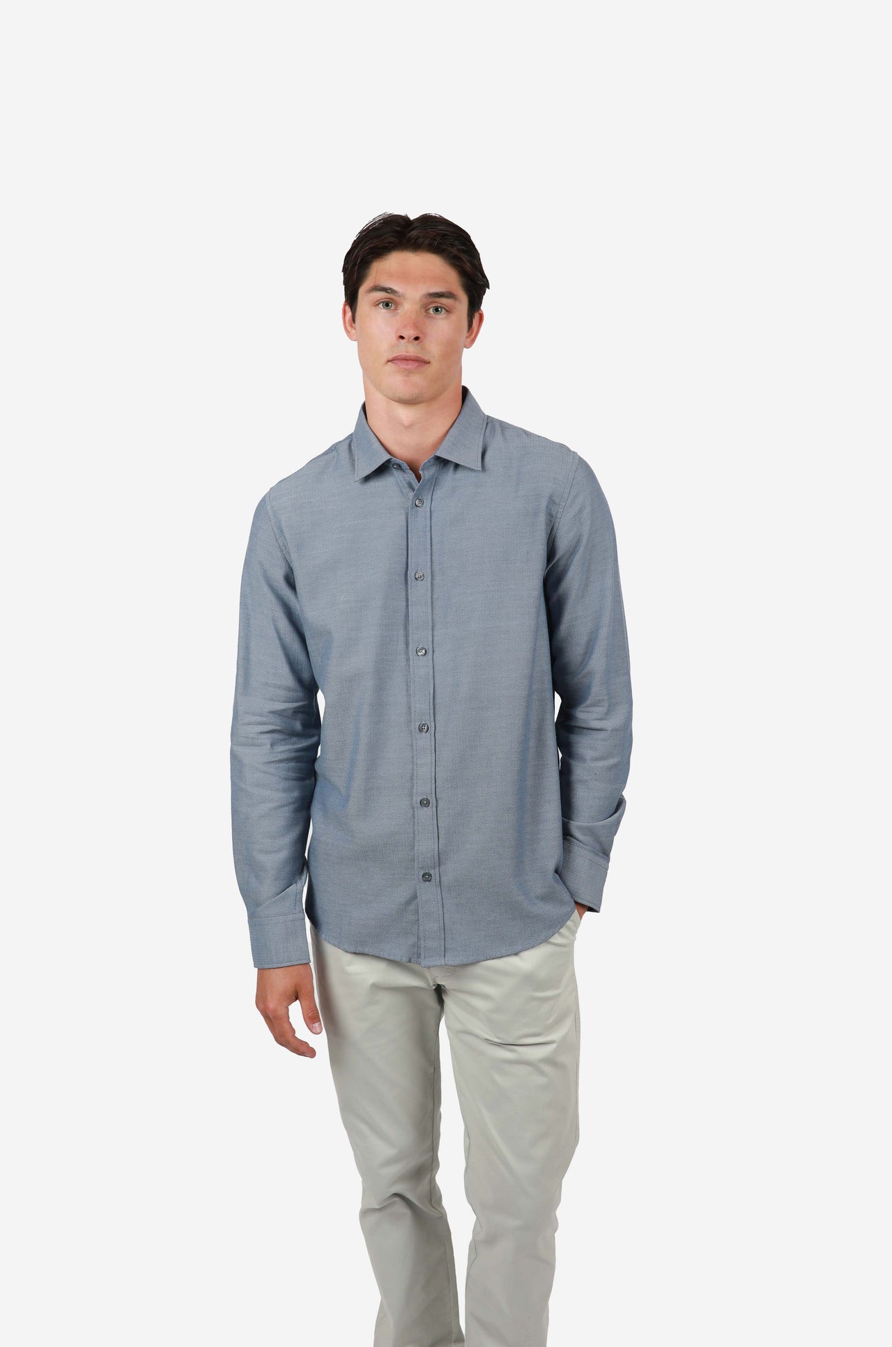 Blue Herringbone Shirt