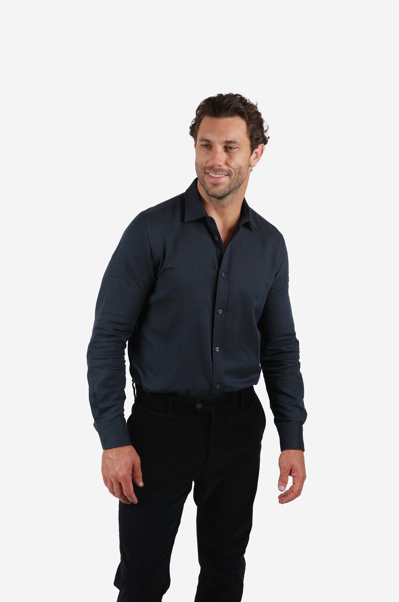 Navy Herringbone Shirt