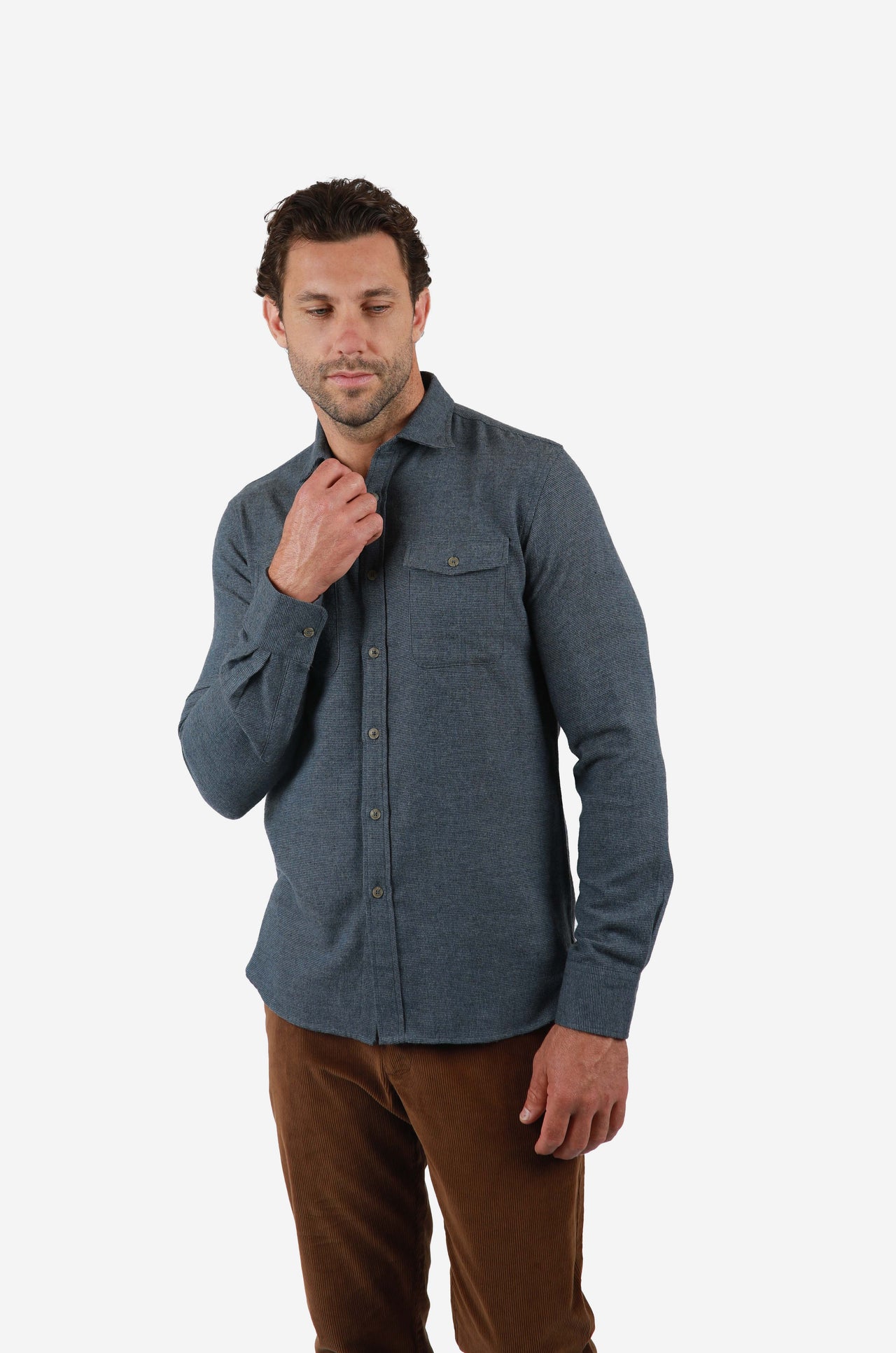 Blue Brushed Check Shirt