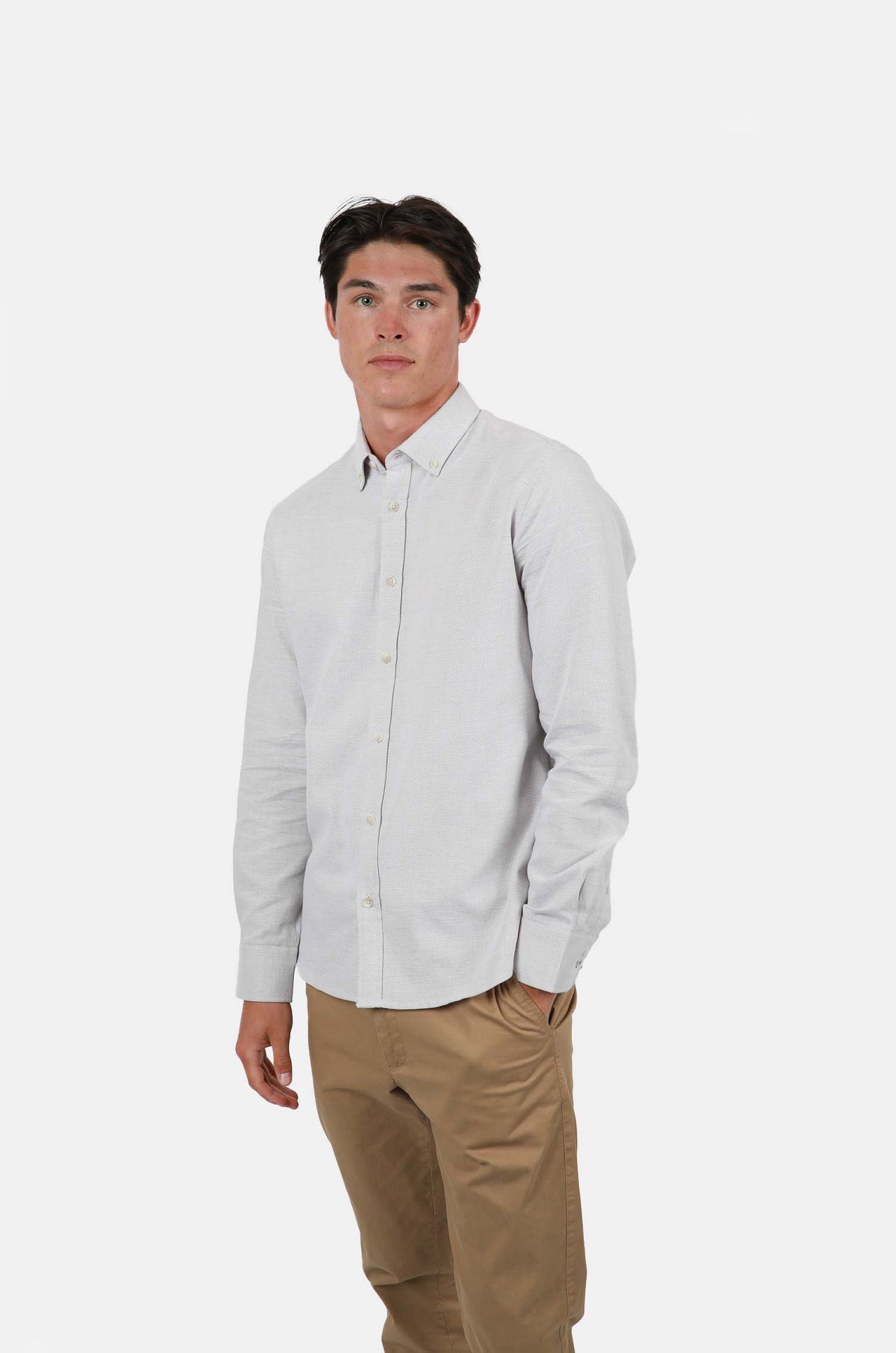 Oat Diamond Texture Button Down Shirt