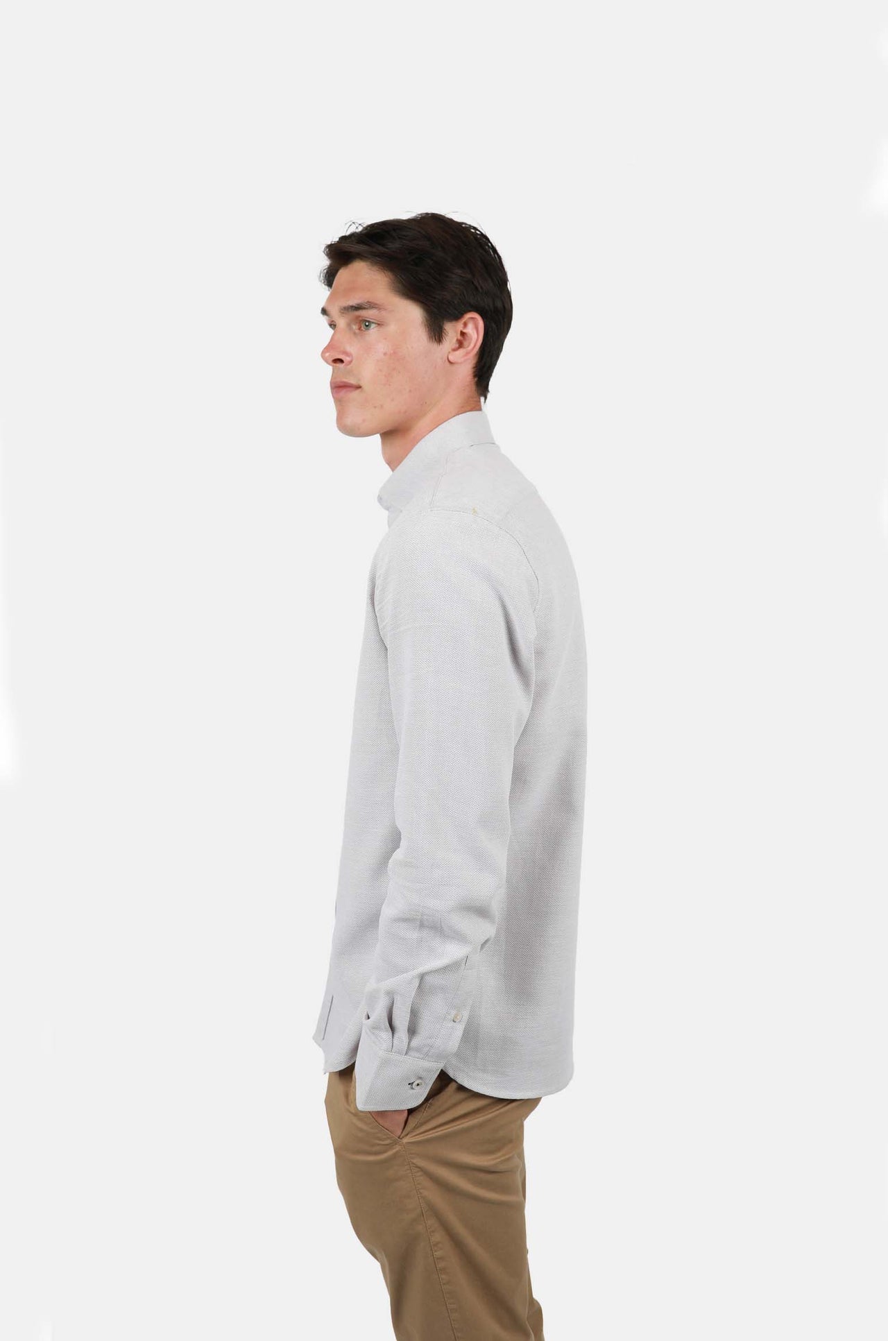Oat Diamond Texture Button Down Shirt