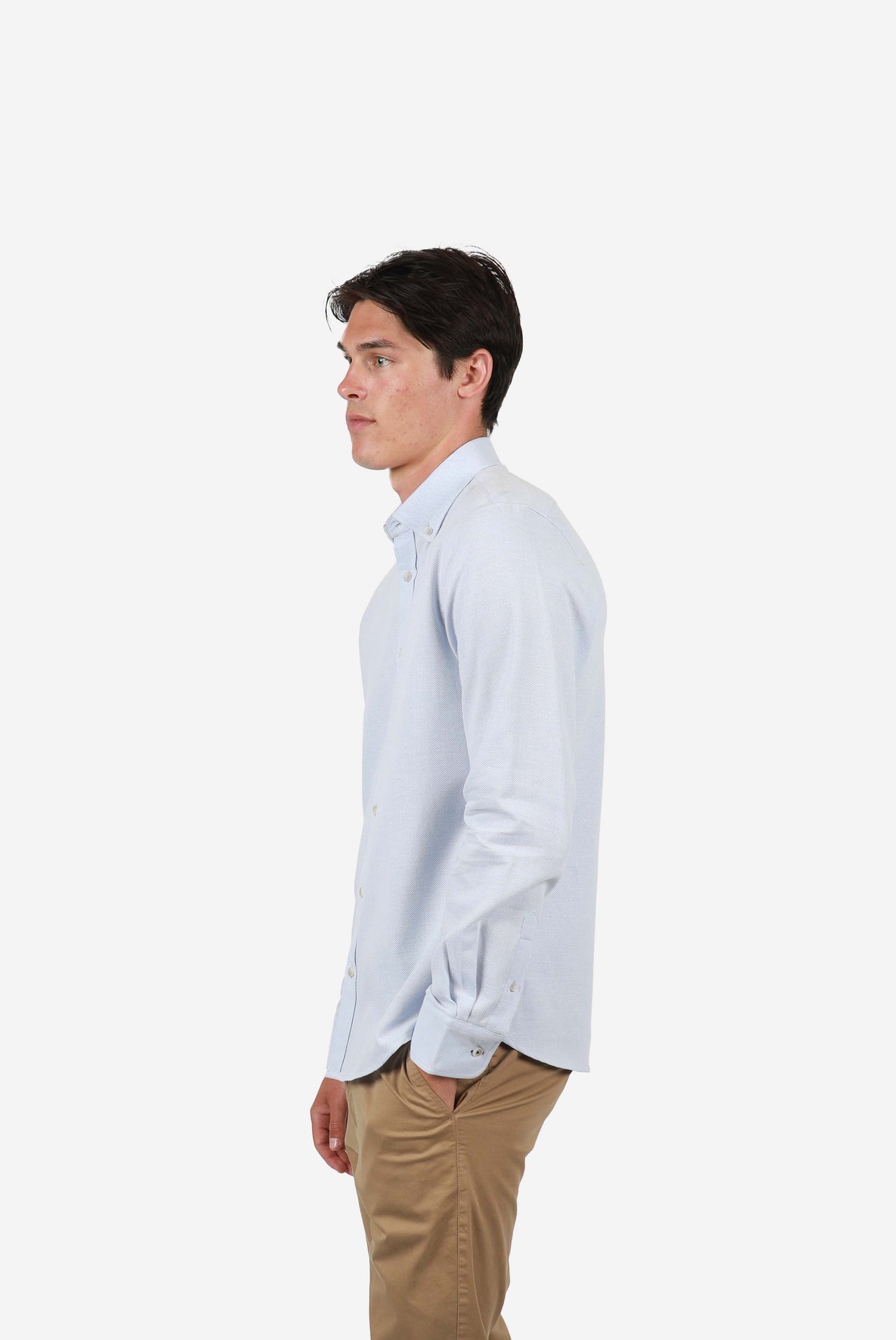 Soft Blue Diamond Texture Button Down Shirt