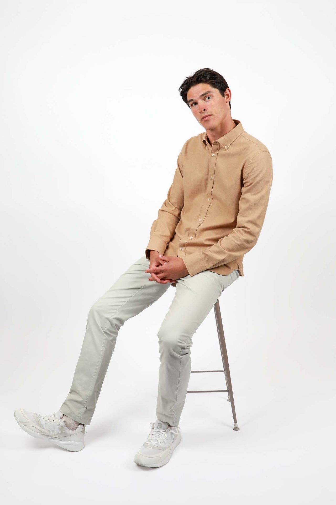 Latte Marle Twill Button Down Shirt