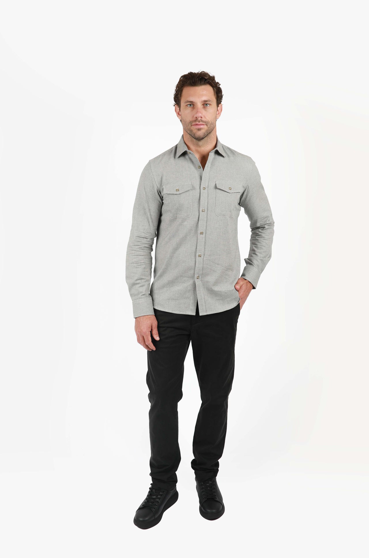 Olive Puppytooth Shirt