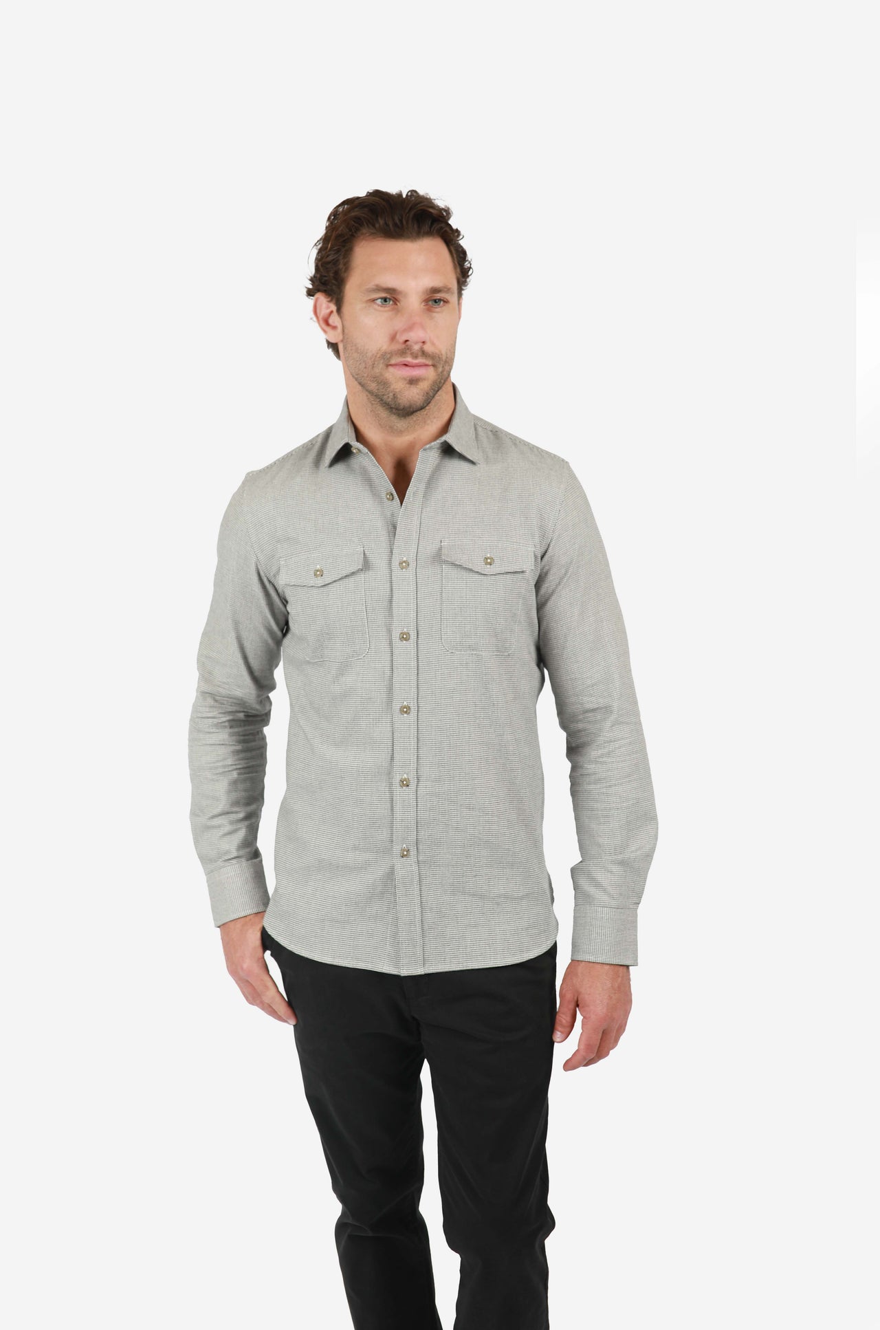 Olive Puppytooth Shirt
