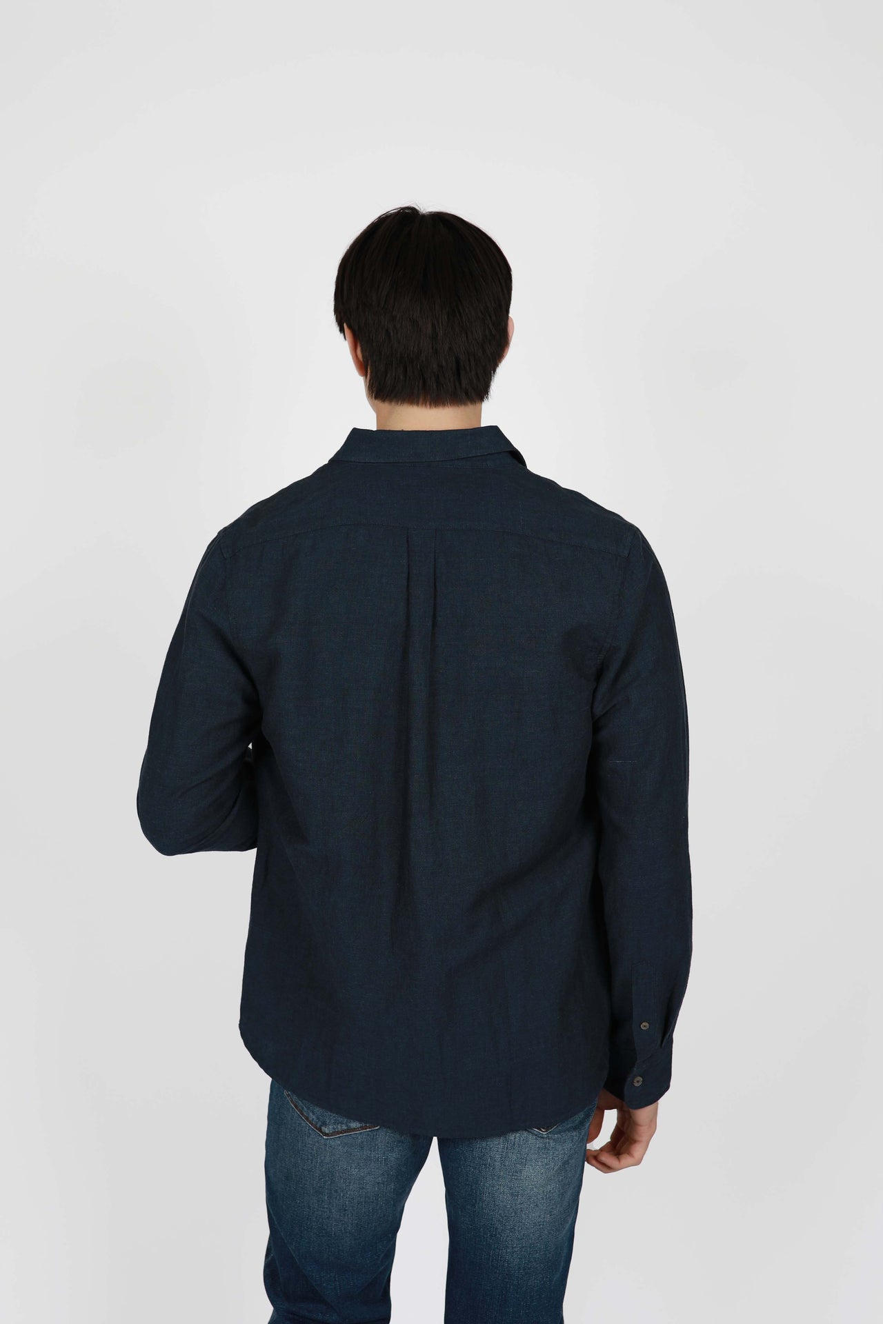Midnight Long Sleeve Linen Blend Shirt