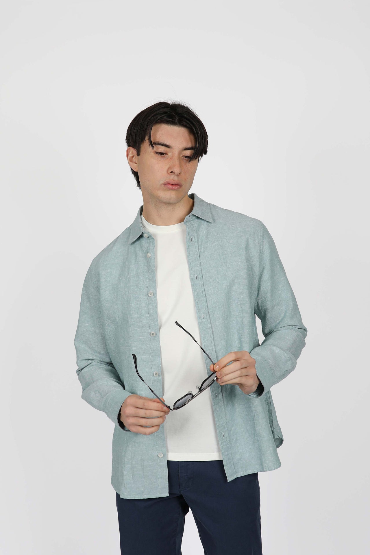Sea Long Sleeve Linen Blend Shirt