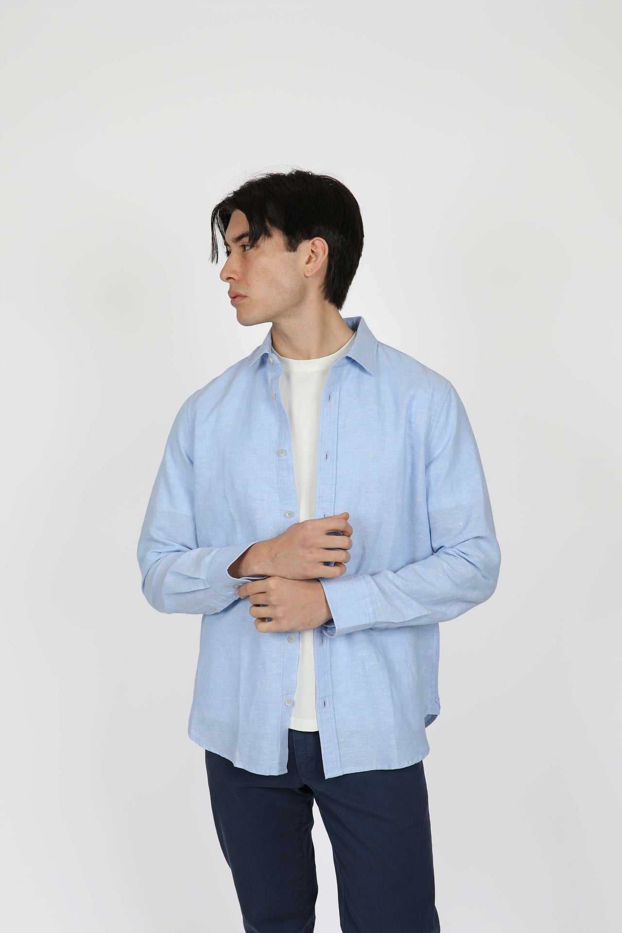 Sky Long Sleeve Linen Blend Shirt