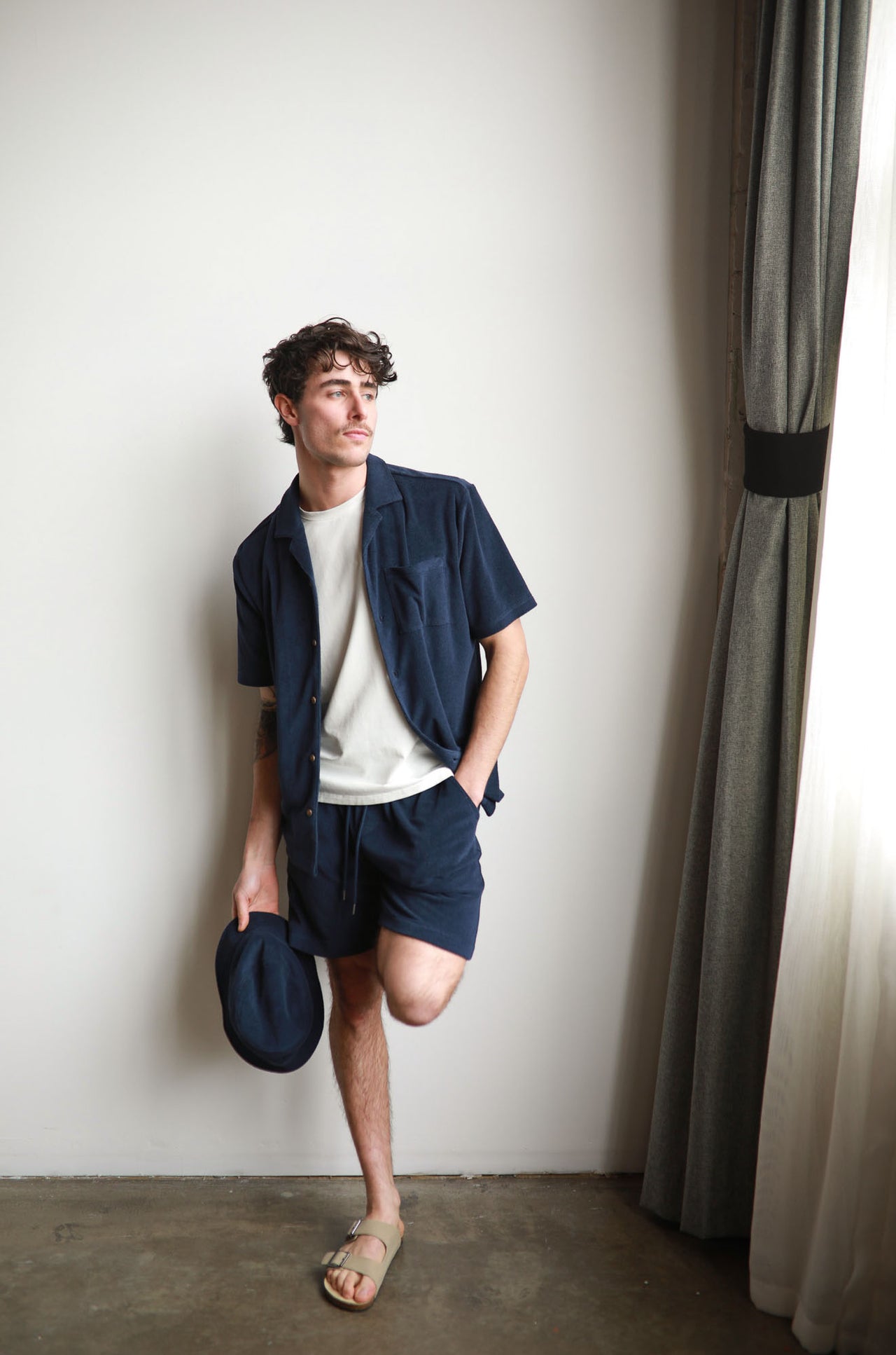 Navy Towelling Shirt