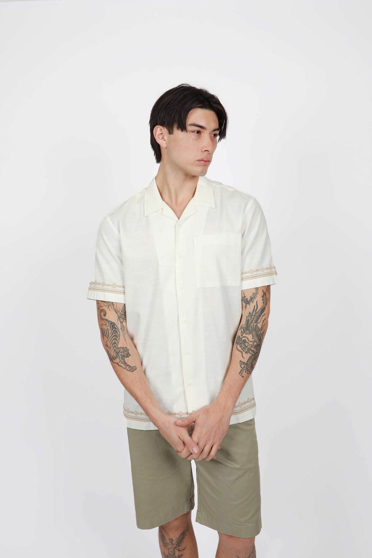Natural Aztec Embrodied Cotton Shirt